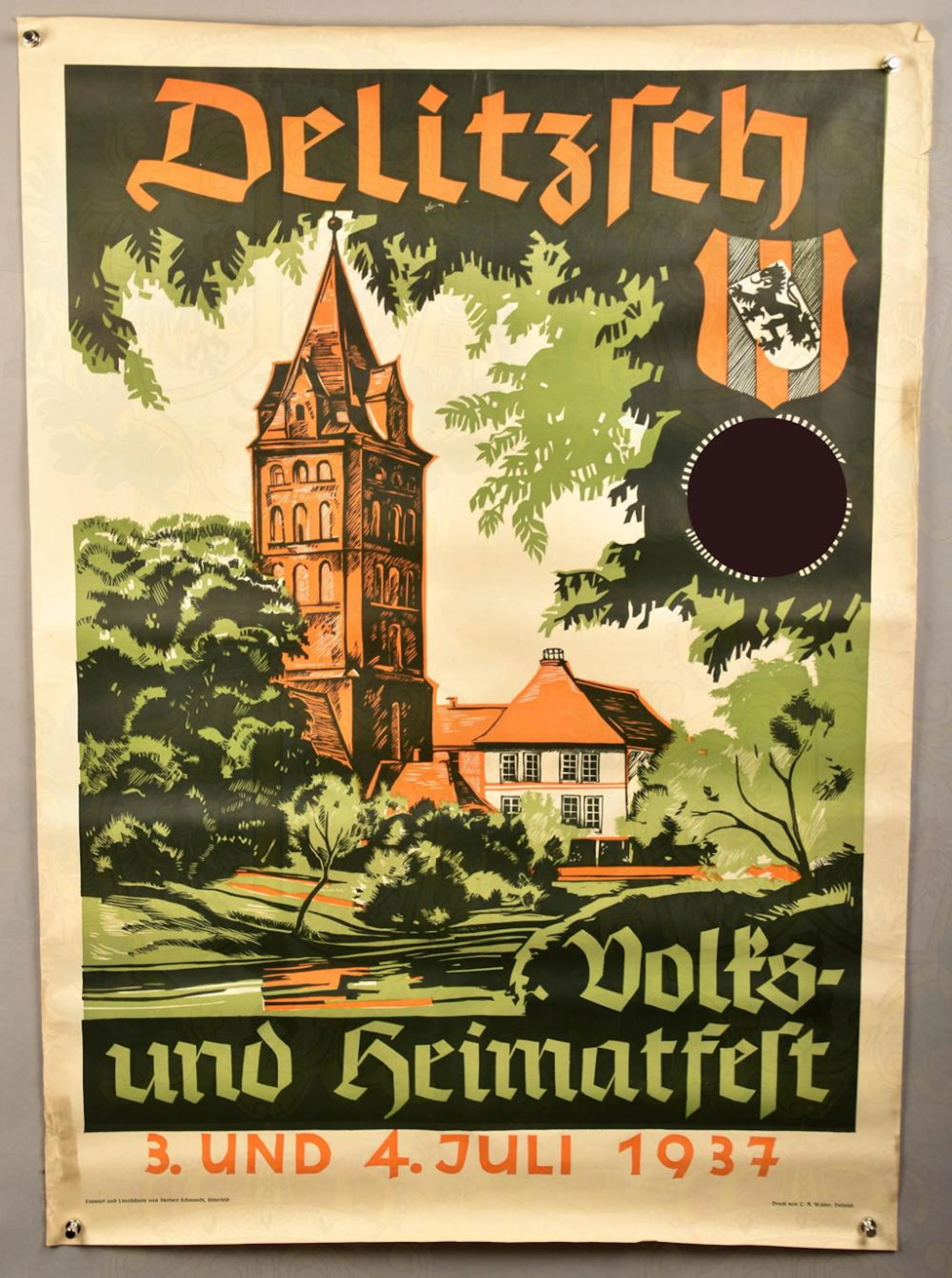 Plakat Volks- und Heimatfest Delitzsch 1937