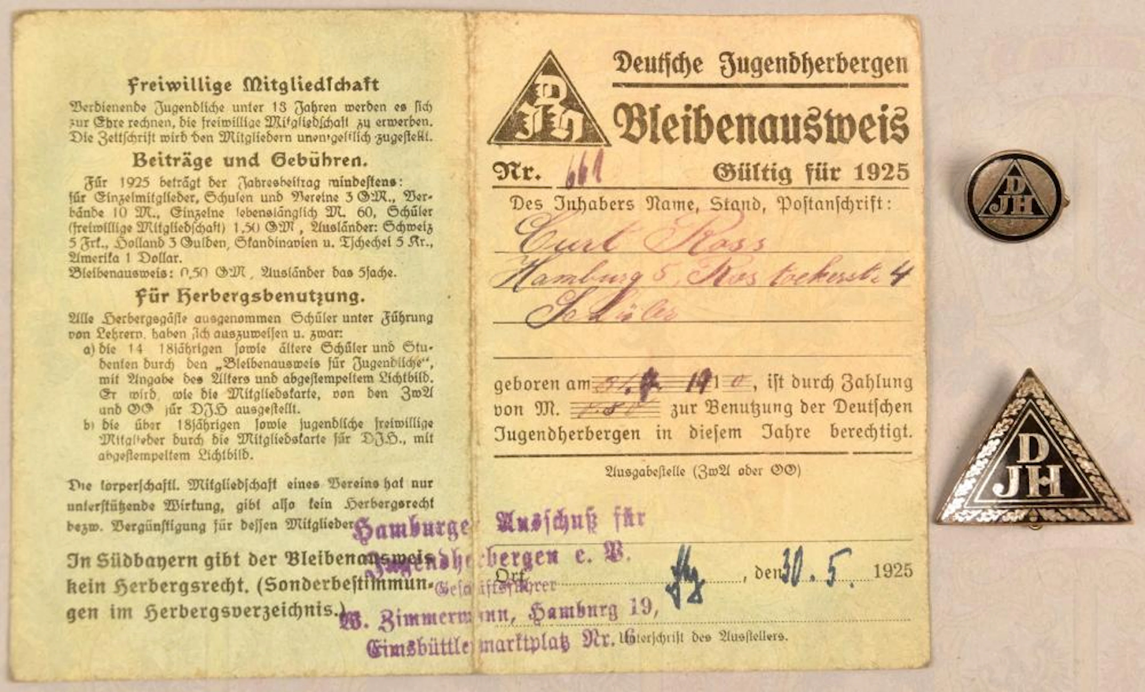 2 Abzeichen und Bleibenausweis DJH