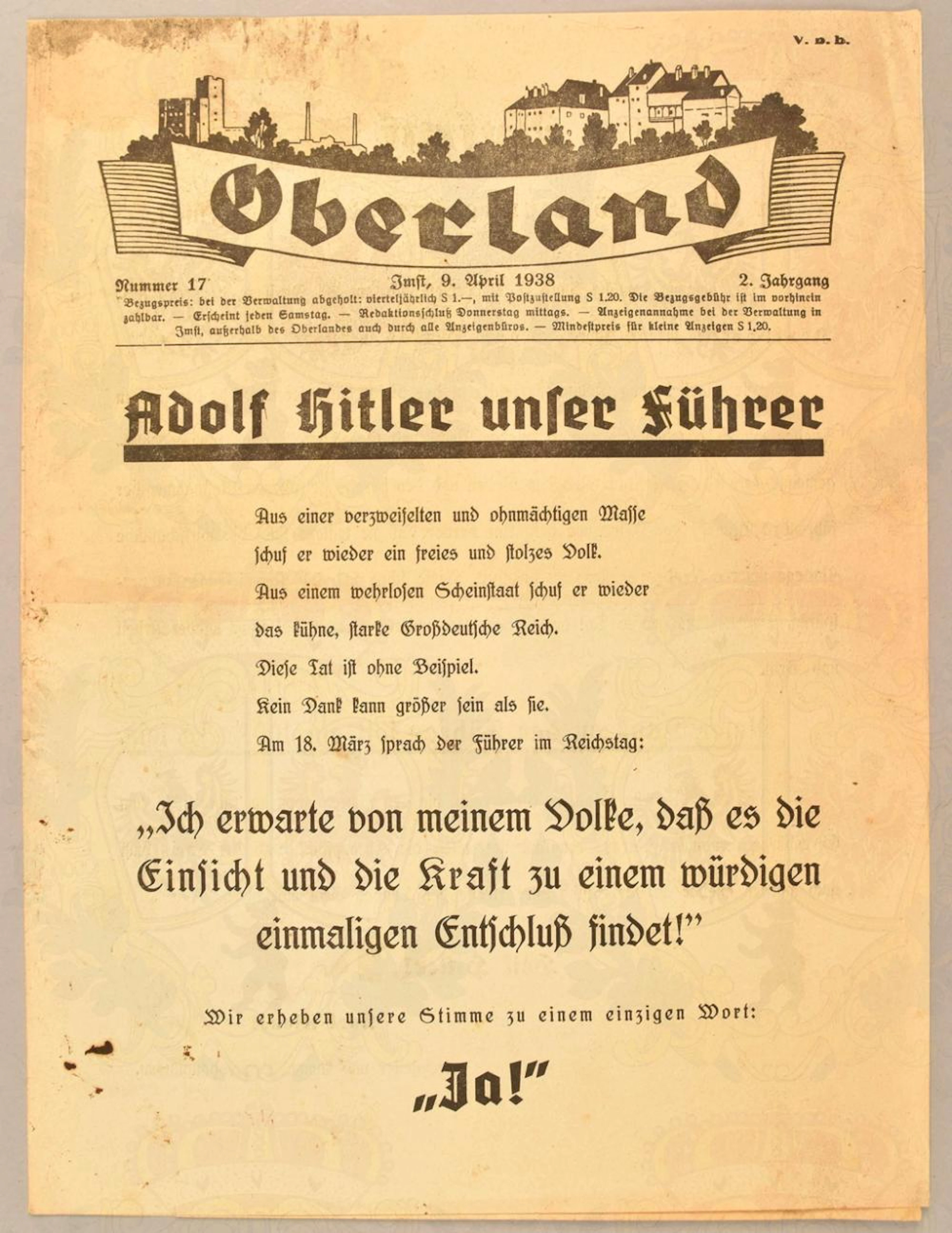 Flugblatt "Adolf Hitler unser Führer"
