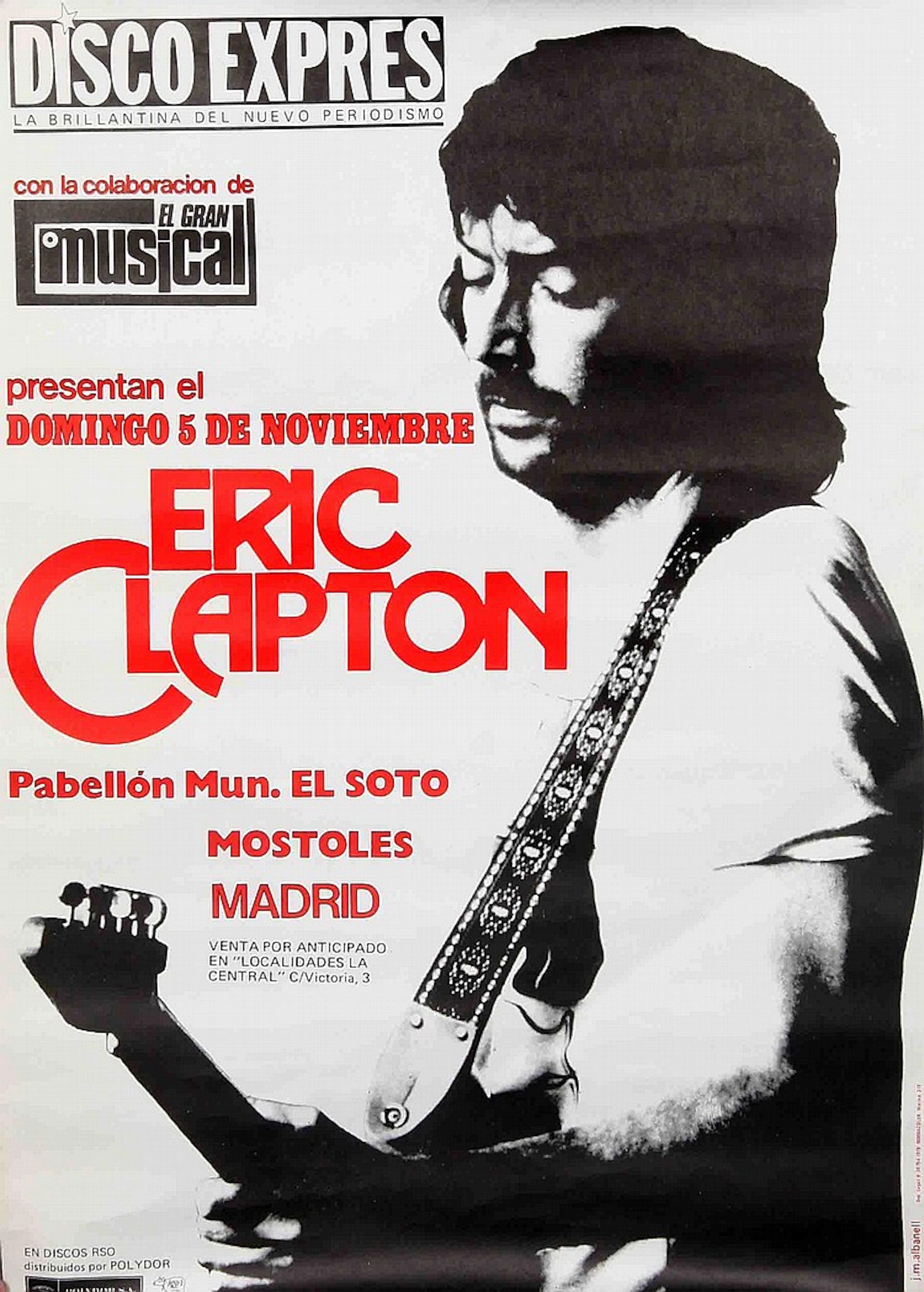Cartel original del concierto de Eric Clapton