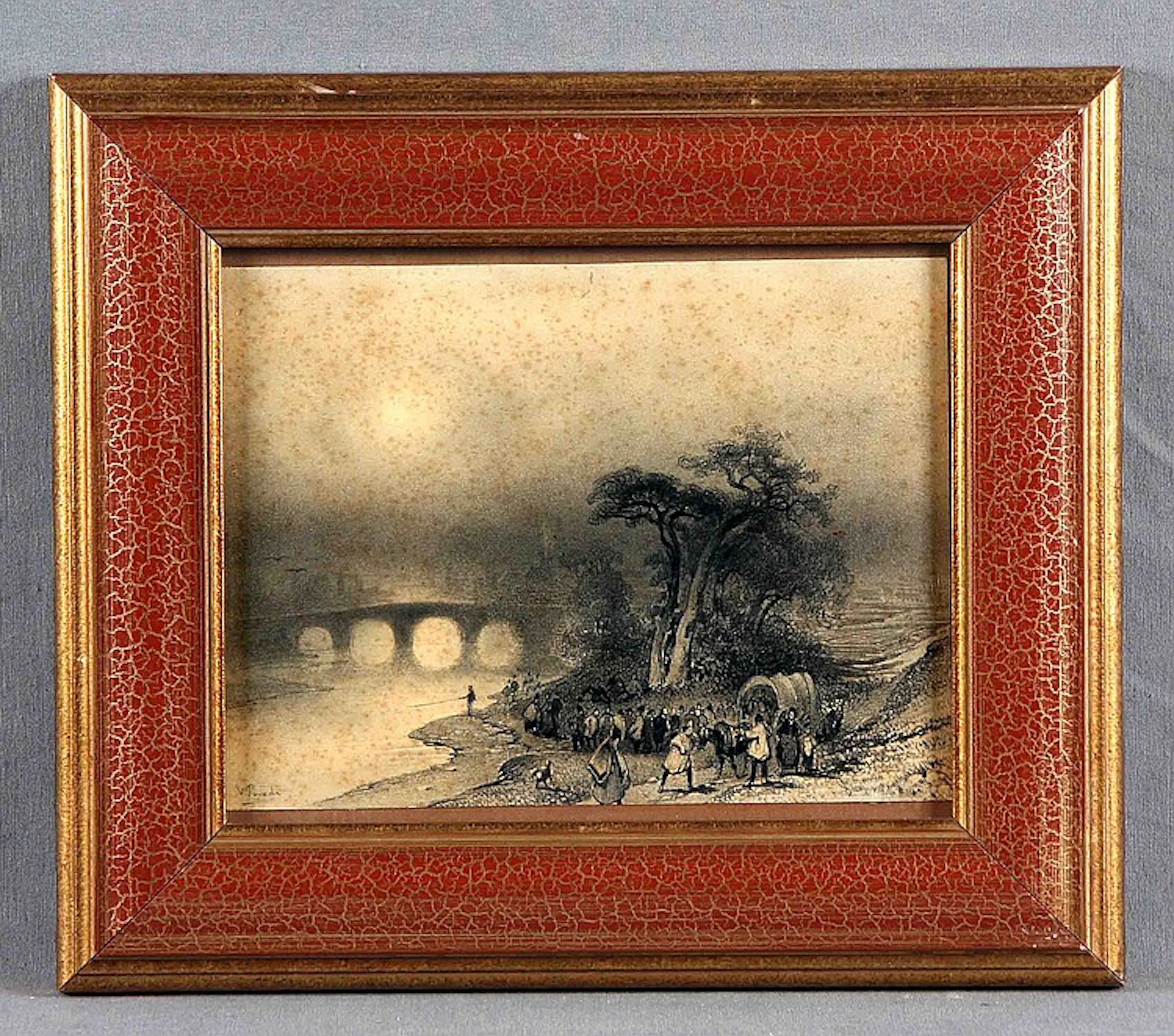 POVEDA, VICENTE (1857-1935). "Landscape". Pencil drawing on paper