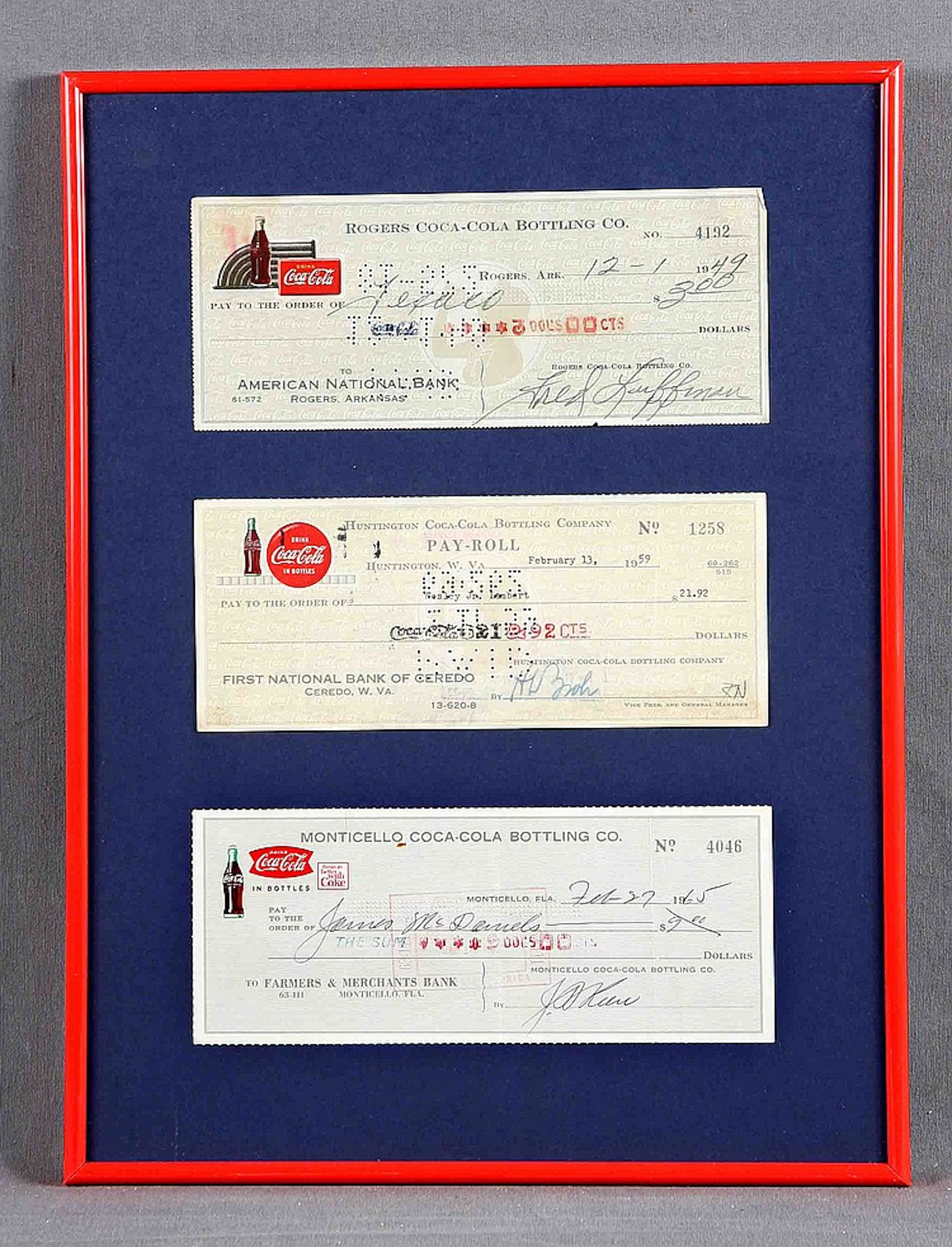 THREE COCA-COLA PAYCHECKS
