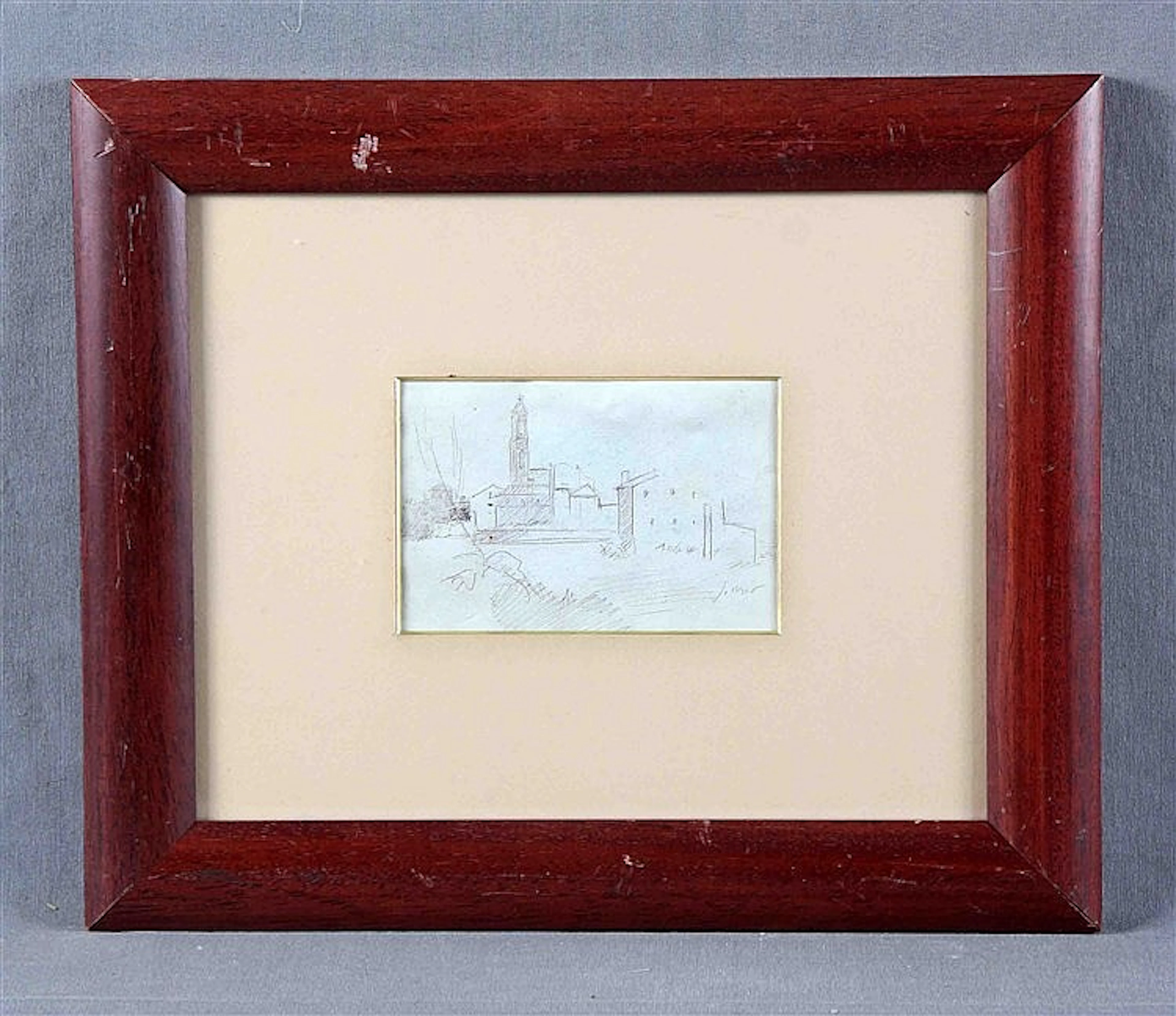 MIR, JOAQUÍN (1873-1937). ?Vista urbana. Alforja Tarragona?. Pencil drawing