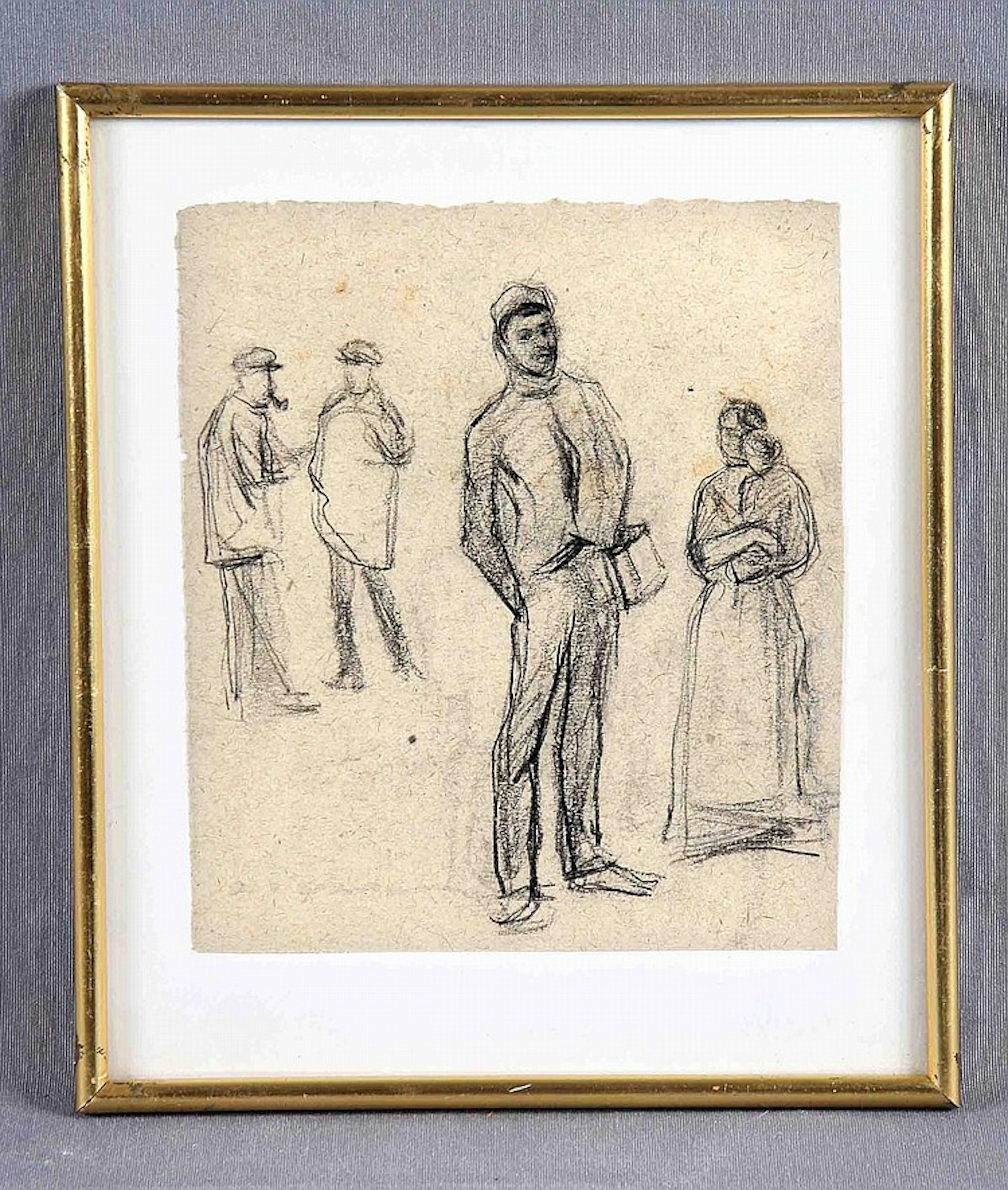 CASAS, RAMÓN (1866-1932). “Estudio de personajes”. Dibujo a