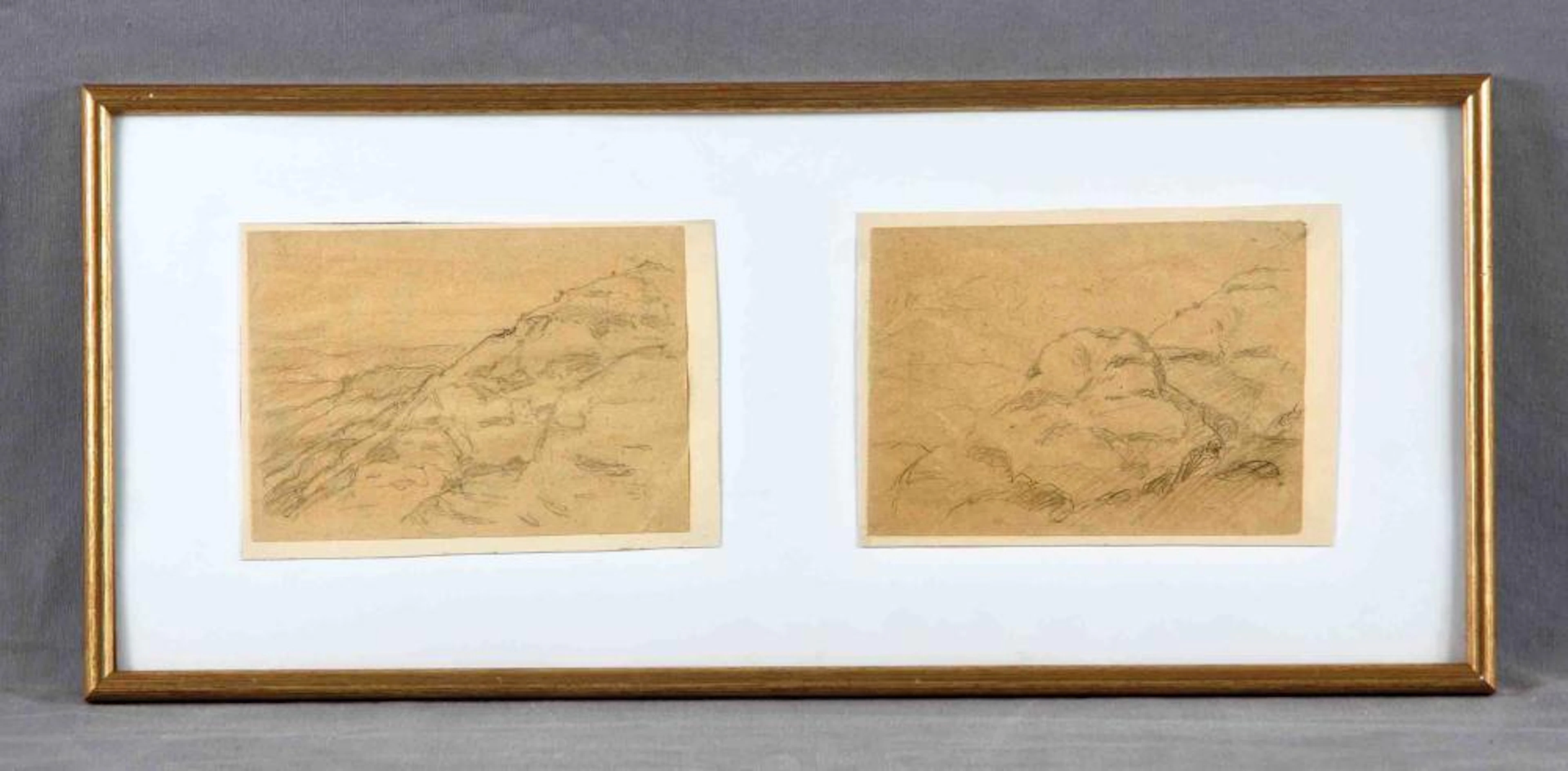 MIR, JOAQUÍN (1873-1940). ?Paisajes?. Dos dibujos