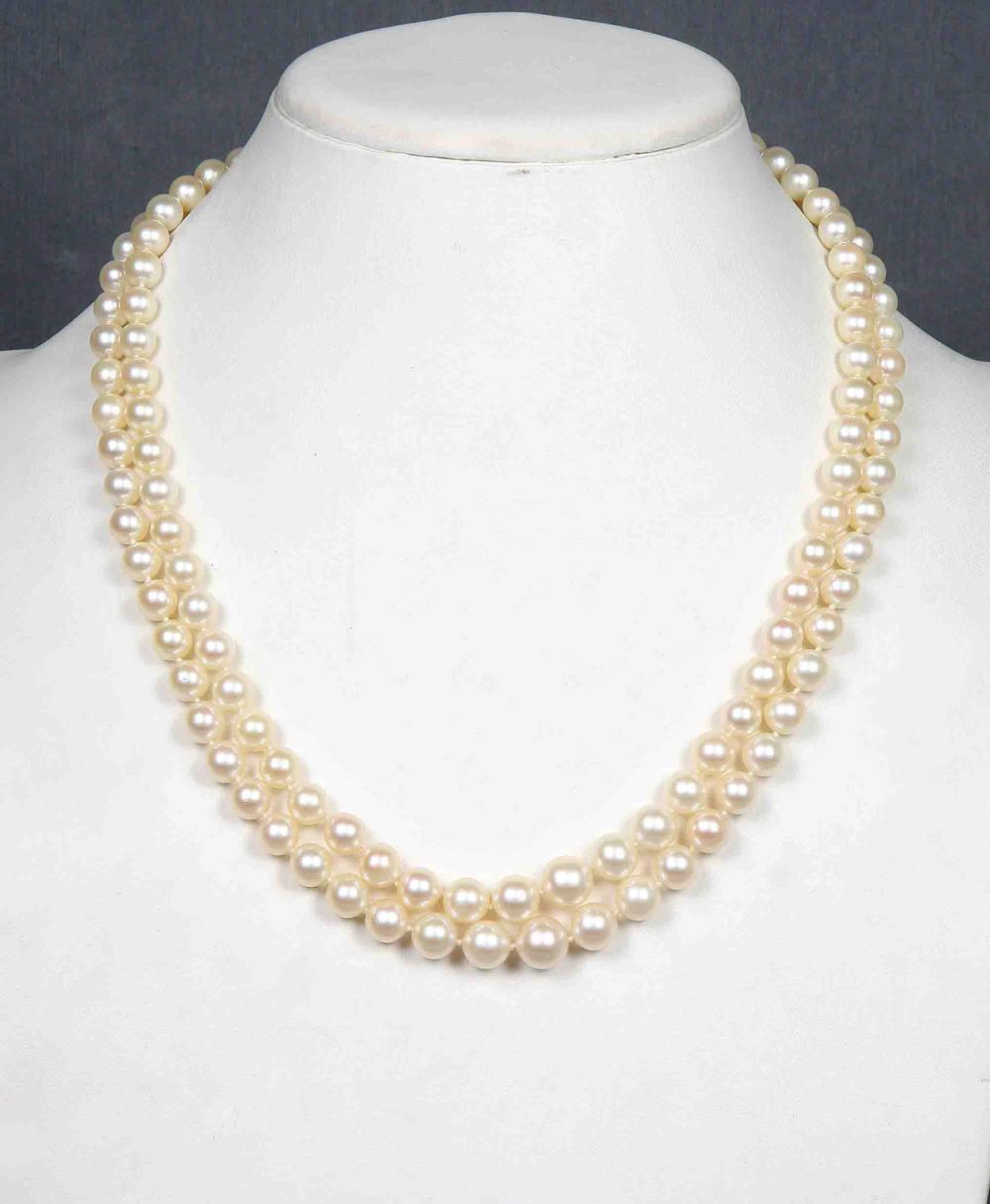 Collar de perlas de dos vueltas con broche en plat