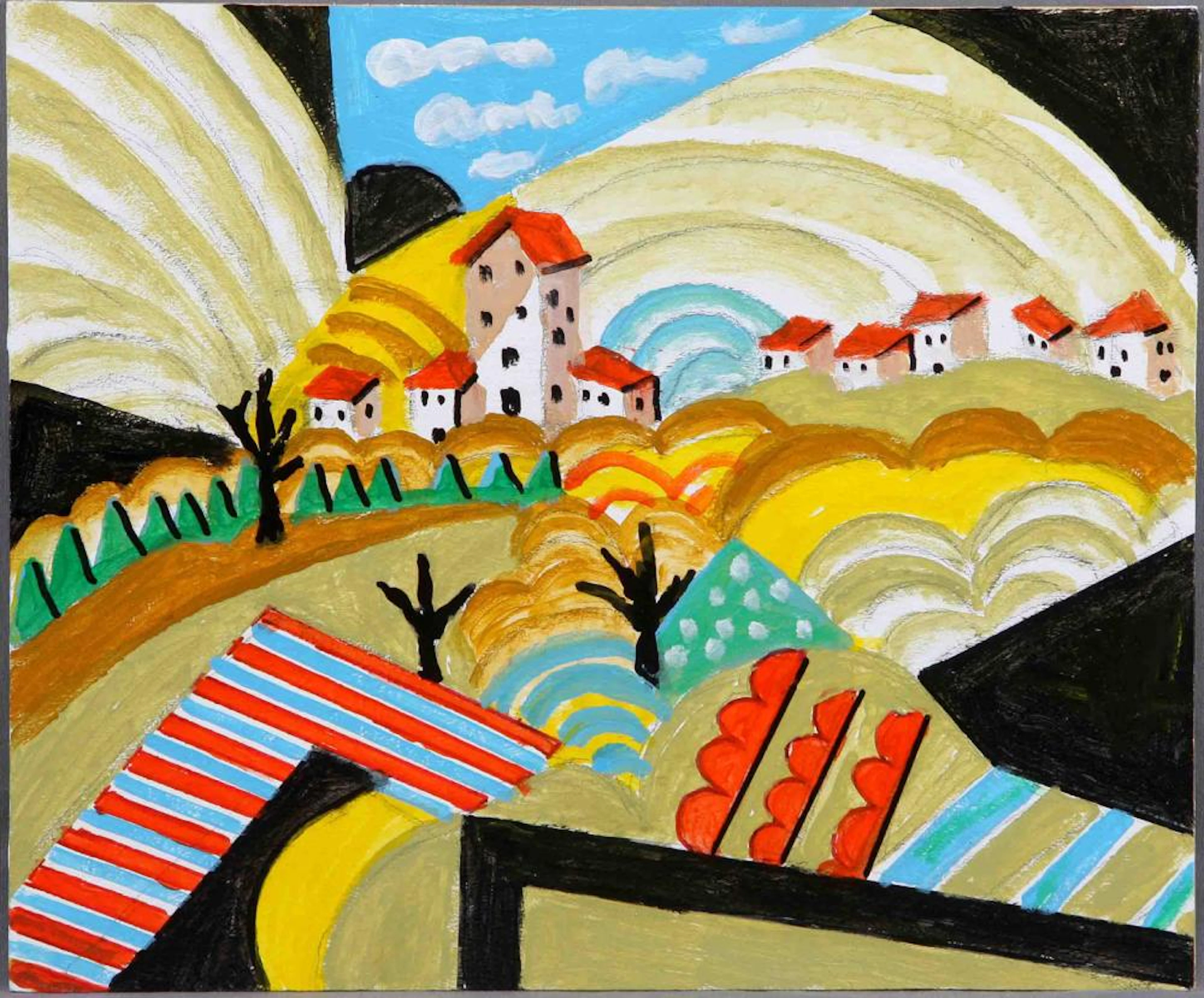 MARTÍN RIUS, SALVADOR (1927) Pueblo con torre. Acr