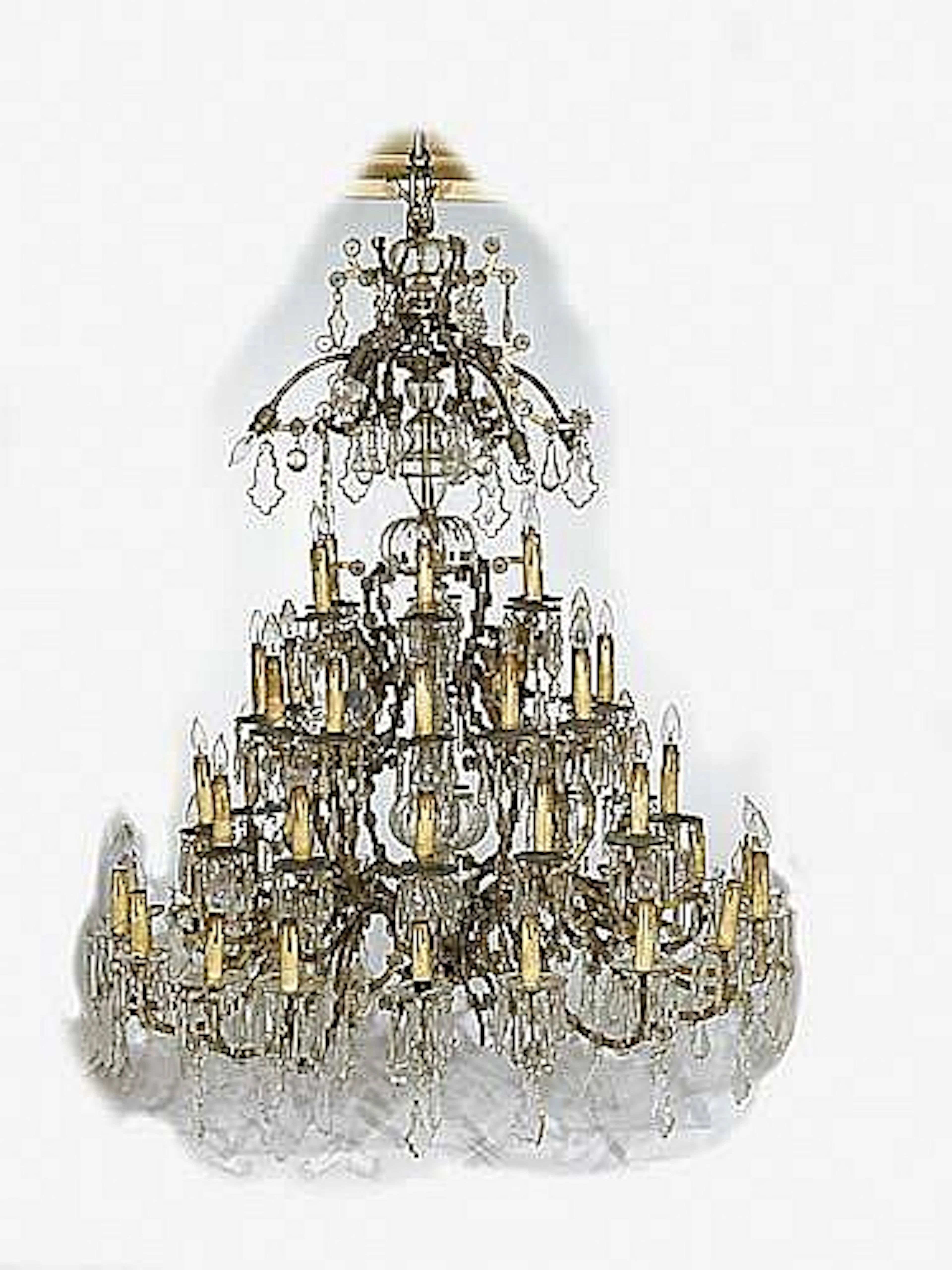 Continental bronze and crystal chandelier, possibly Maria Therese