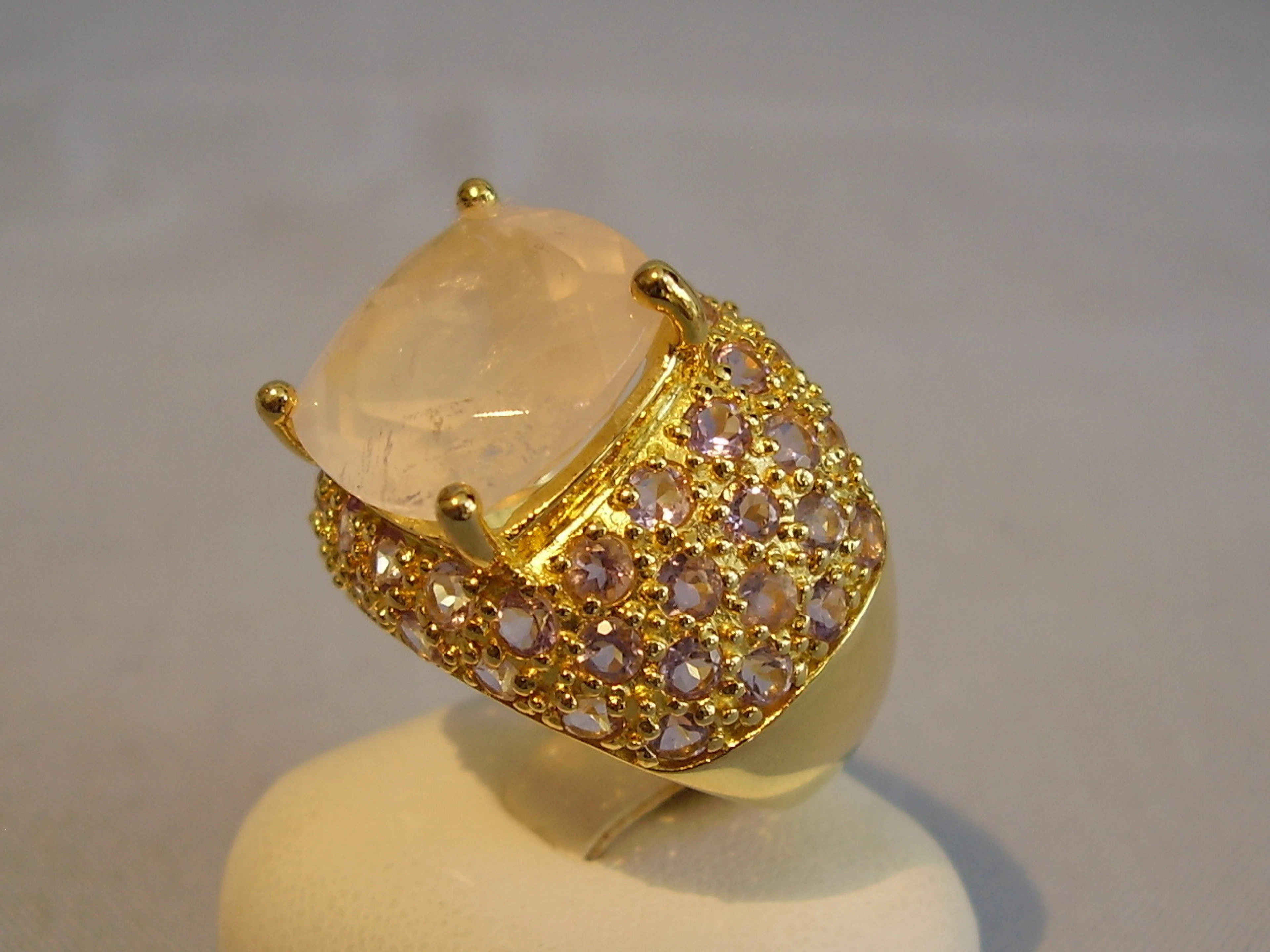 GROSSER AMETHYST - ROSENQUARZ- RING.