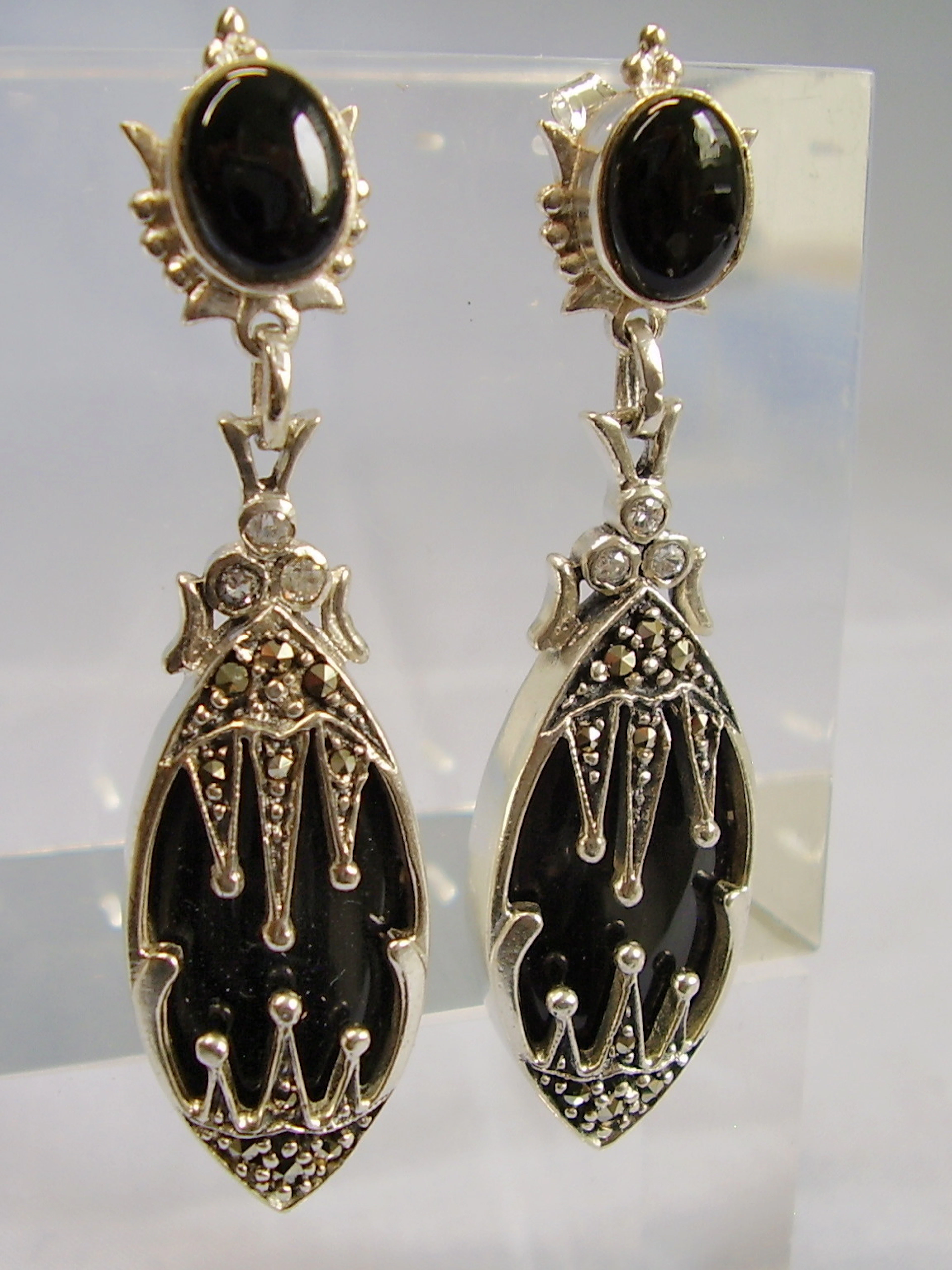 ONYX - MARKASIT OHRRINGE SILBER.
