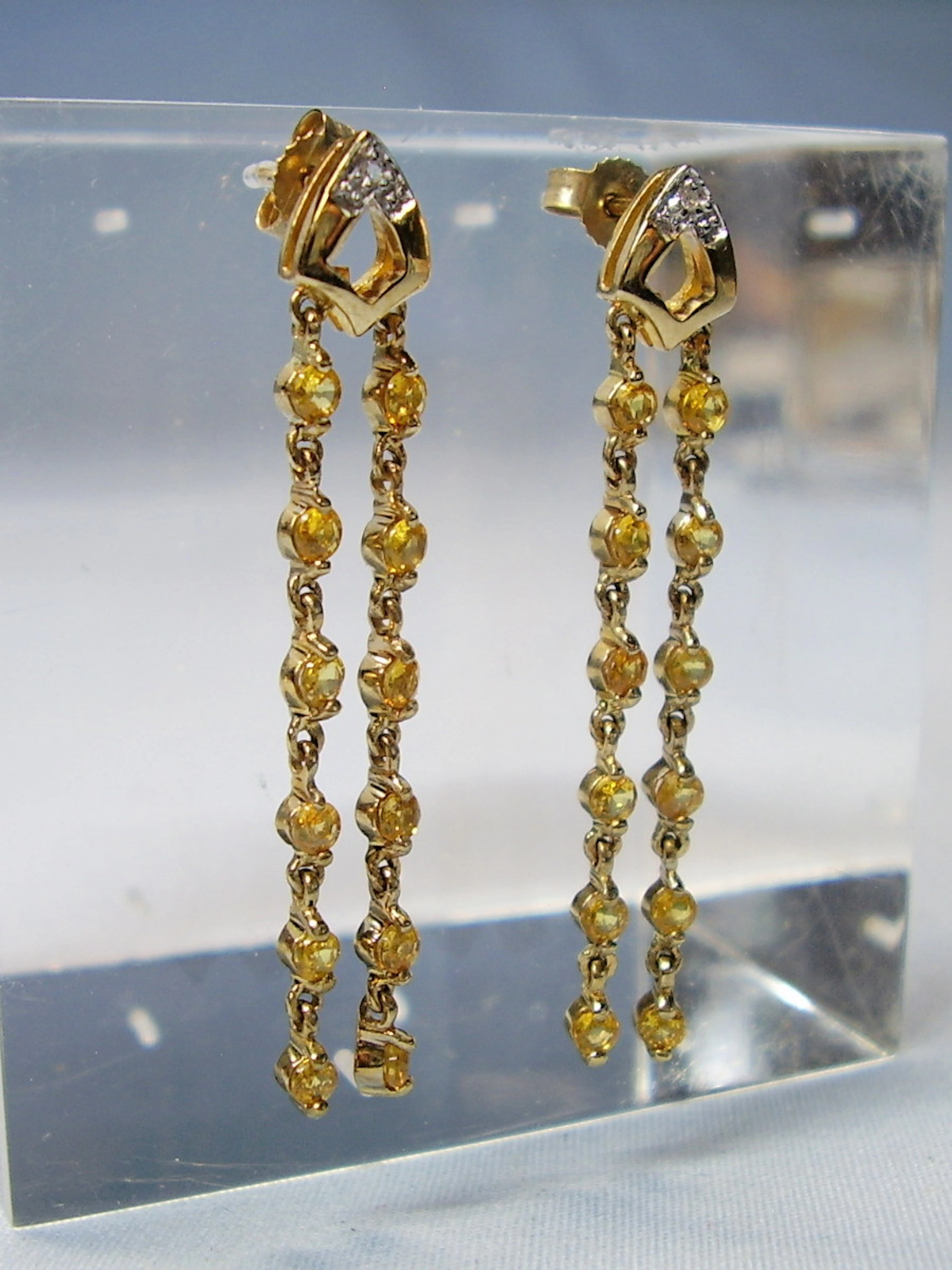 CITRIN - DIAMANT OHRSTECKER GELBGOLD 9 KARAT.
