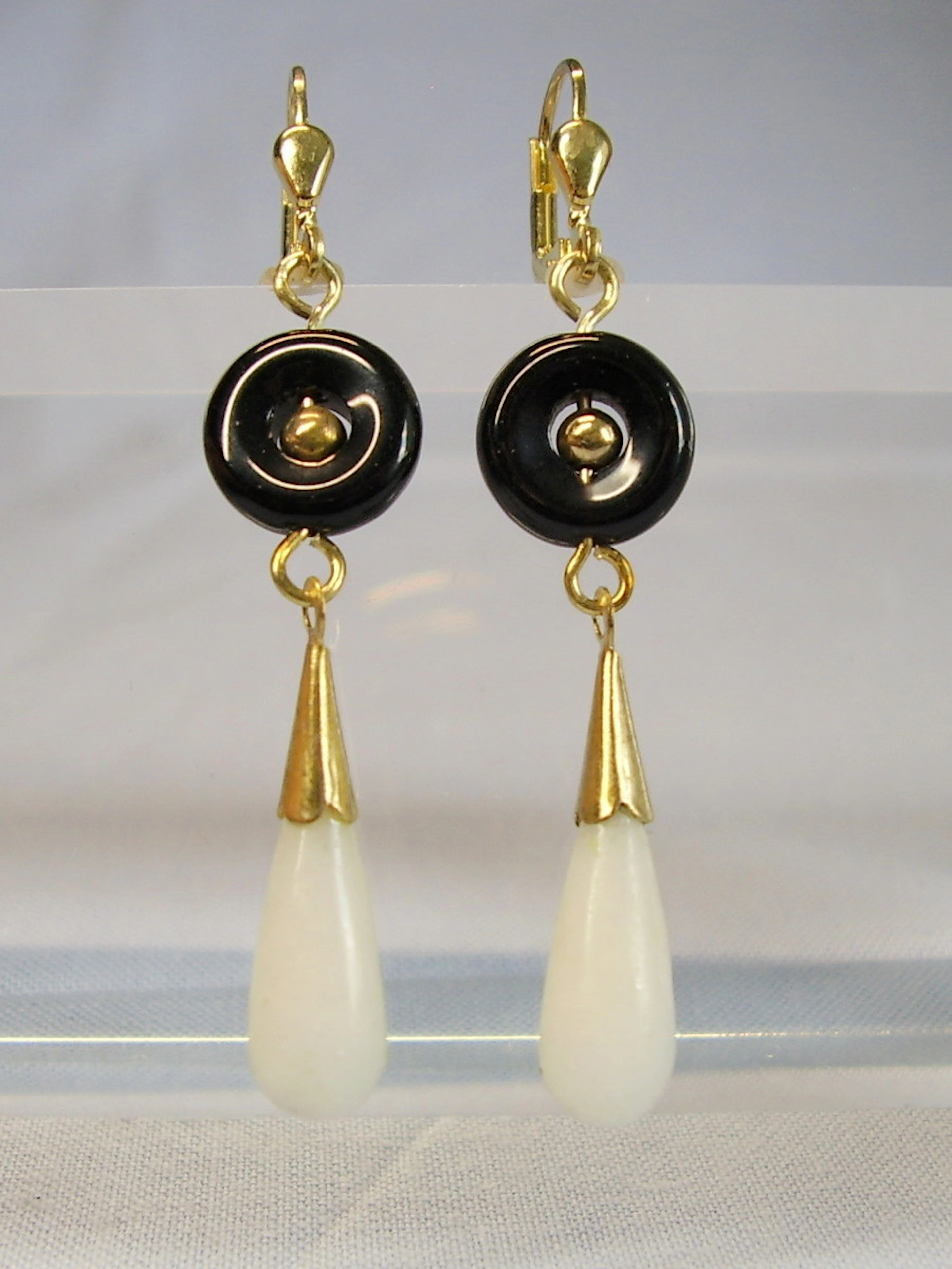 ONYX - CALZEDON OHRRINGE SILBER VERGOLDET.