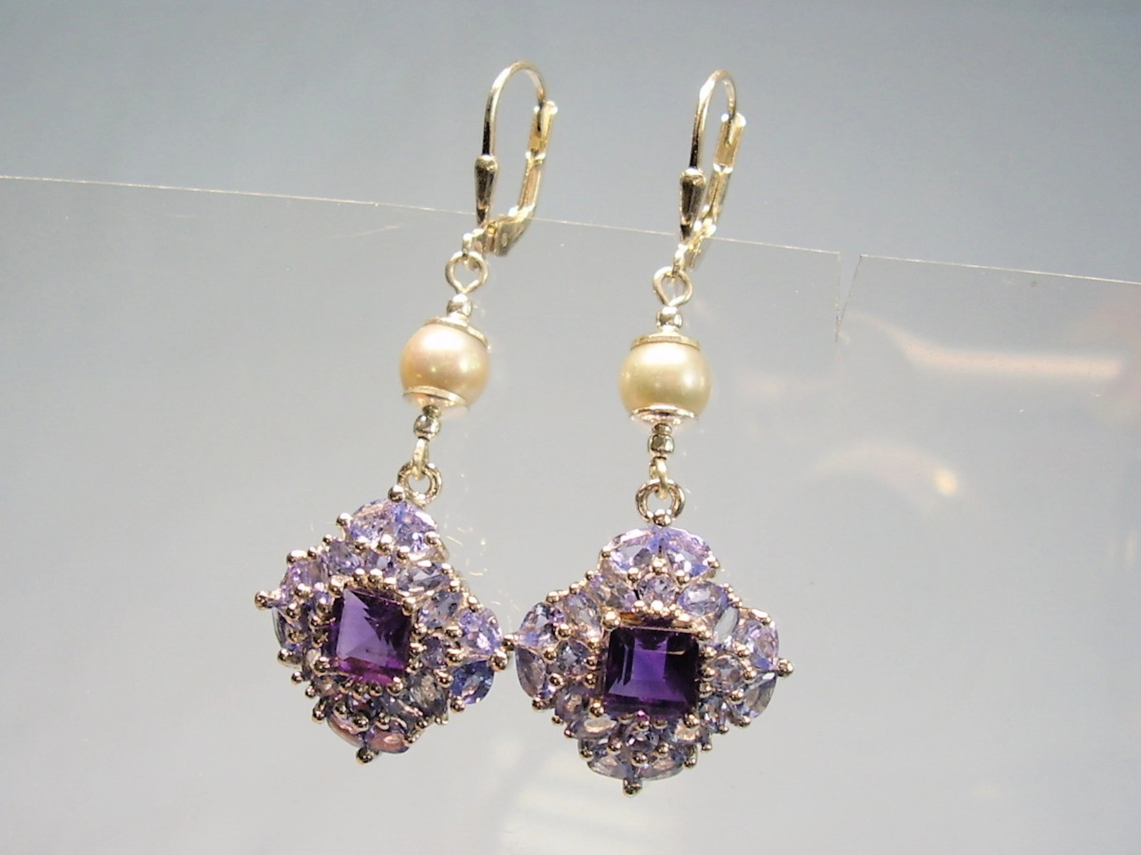 AMETHYST - TANSANIT OHRRINGE SILBER.