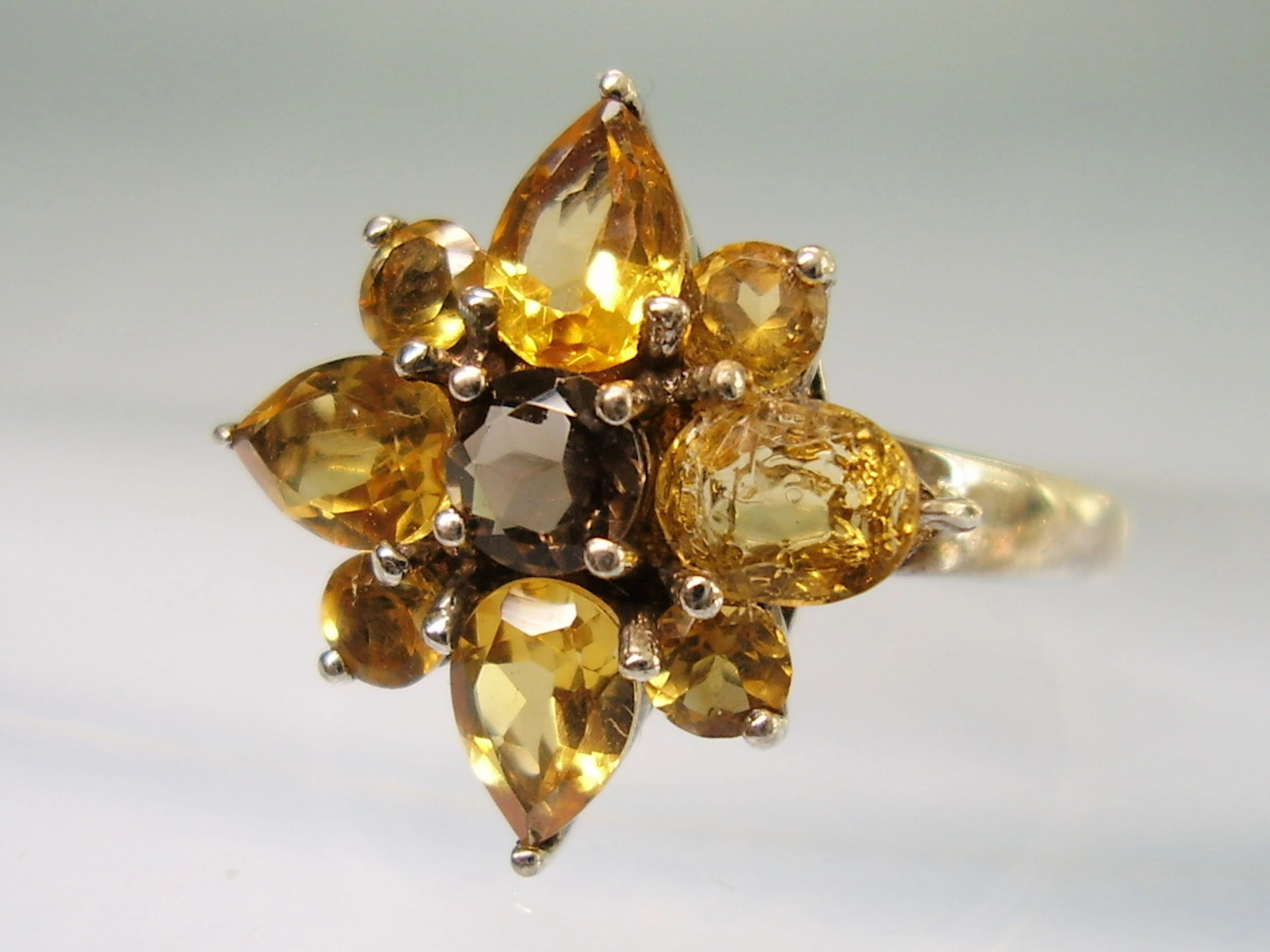 CITRIN - RAUCHQUARZ RING SILBER.