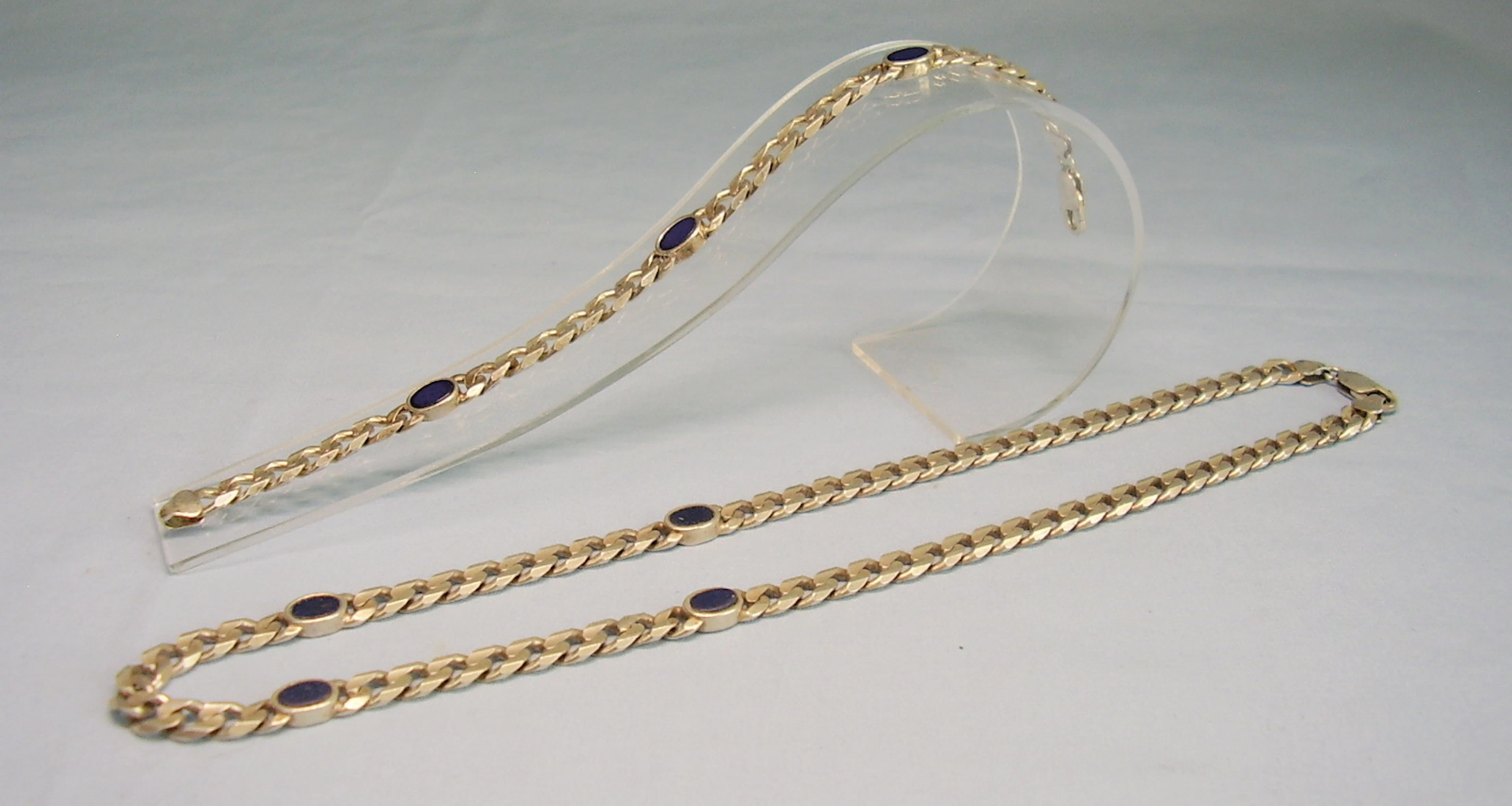 PANZERKETTE + ARMBAND SILBER MIT LAPISLAZULI.
