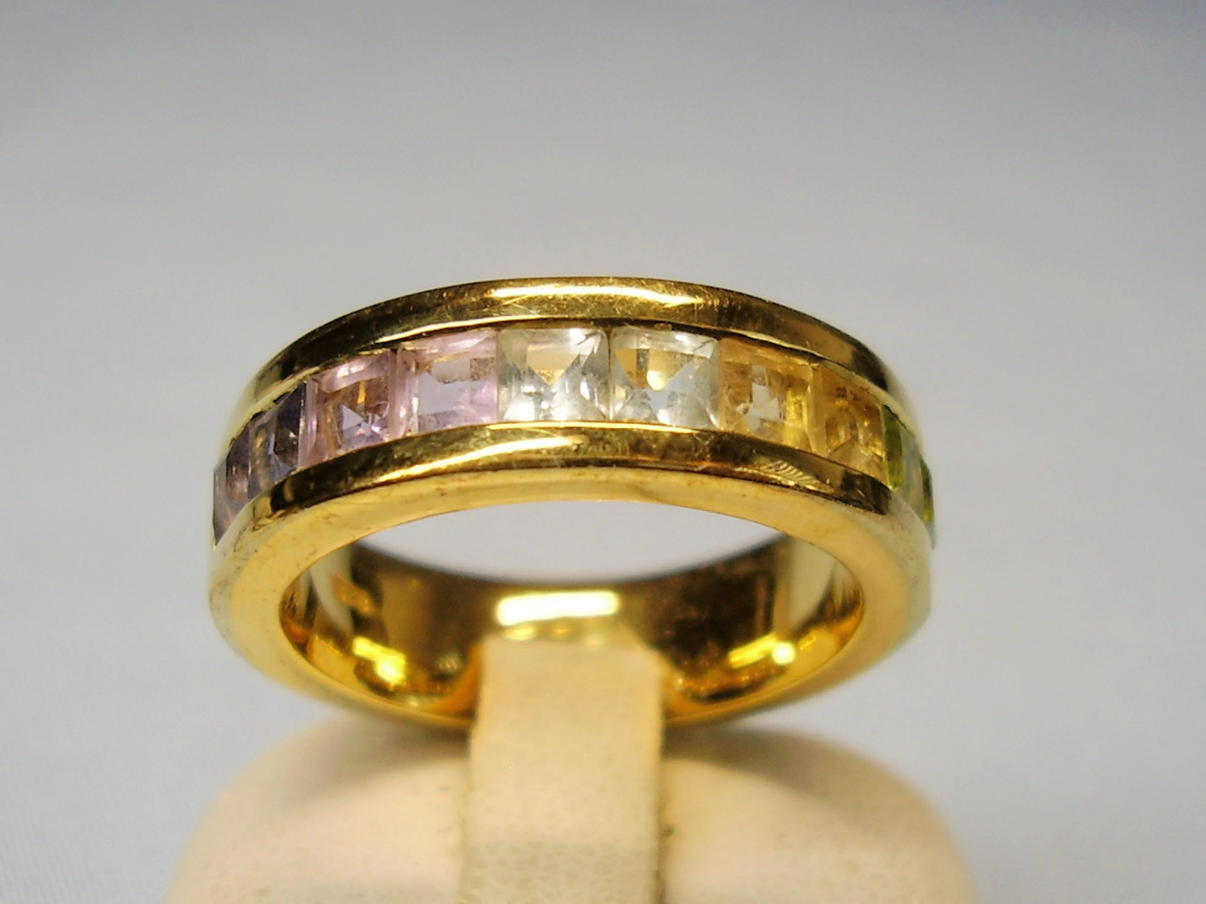 MULTICOLOR EDELSTEIN RING SILBER VERGOLDET.