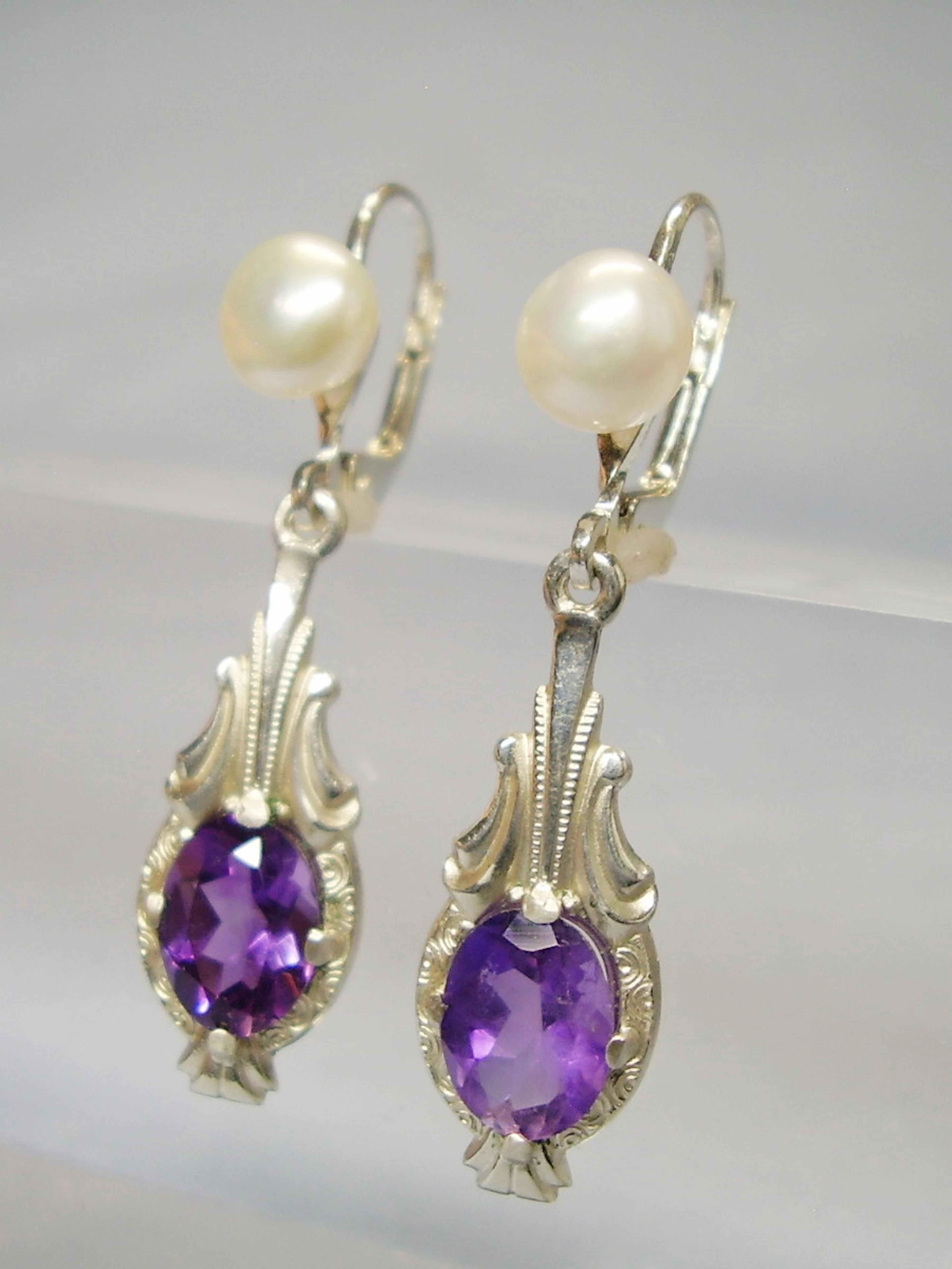 AMETHYST OHRRINGE SILBER 935 ANTIK.
