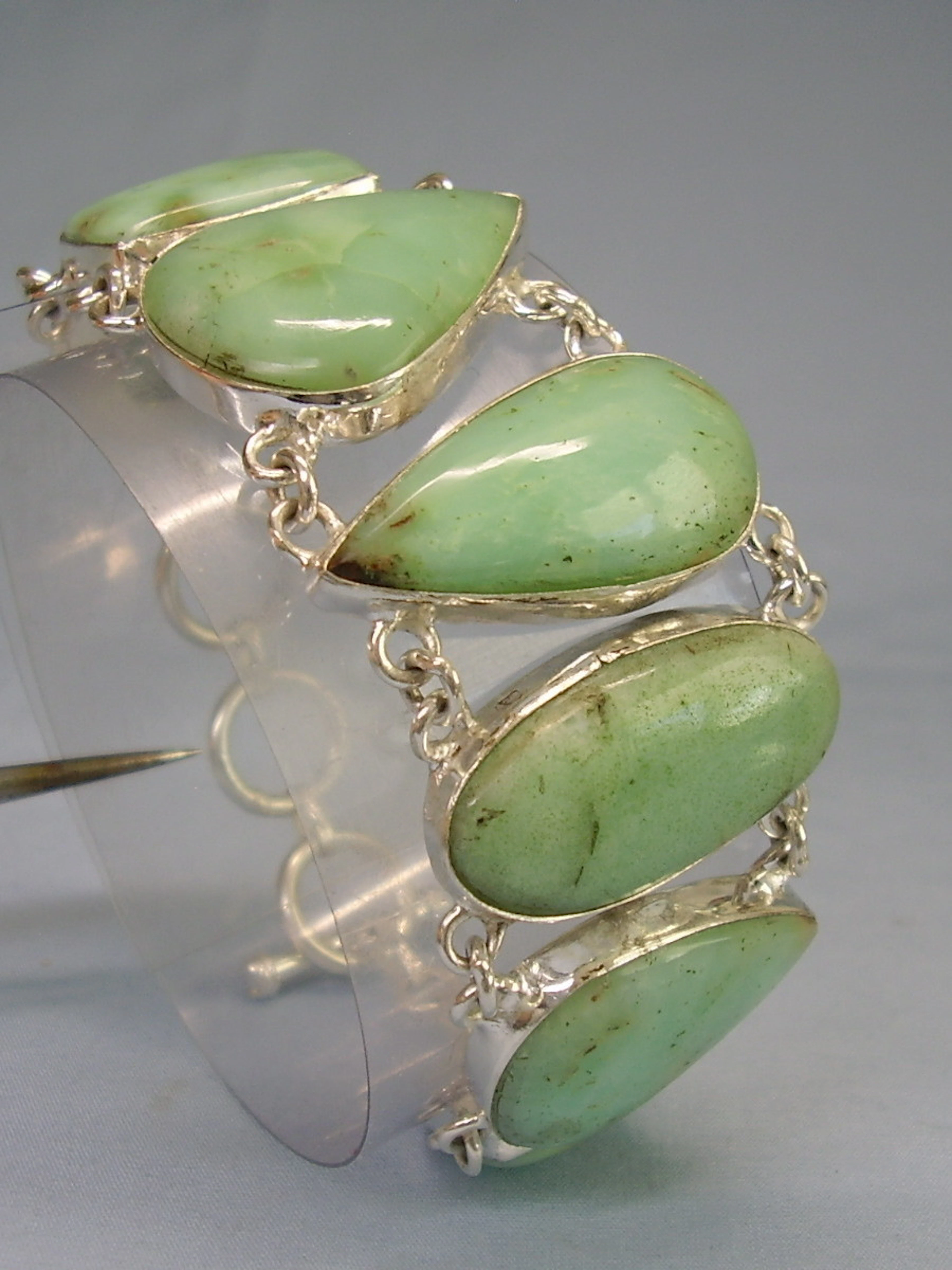 CHRYSPRAS ARMBAND SILBER 100 ct. CRYSOPRAS.