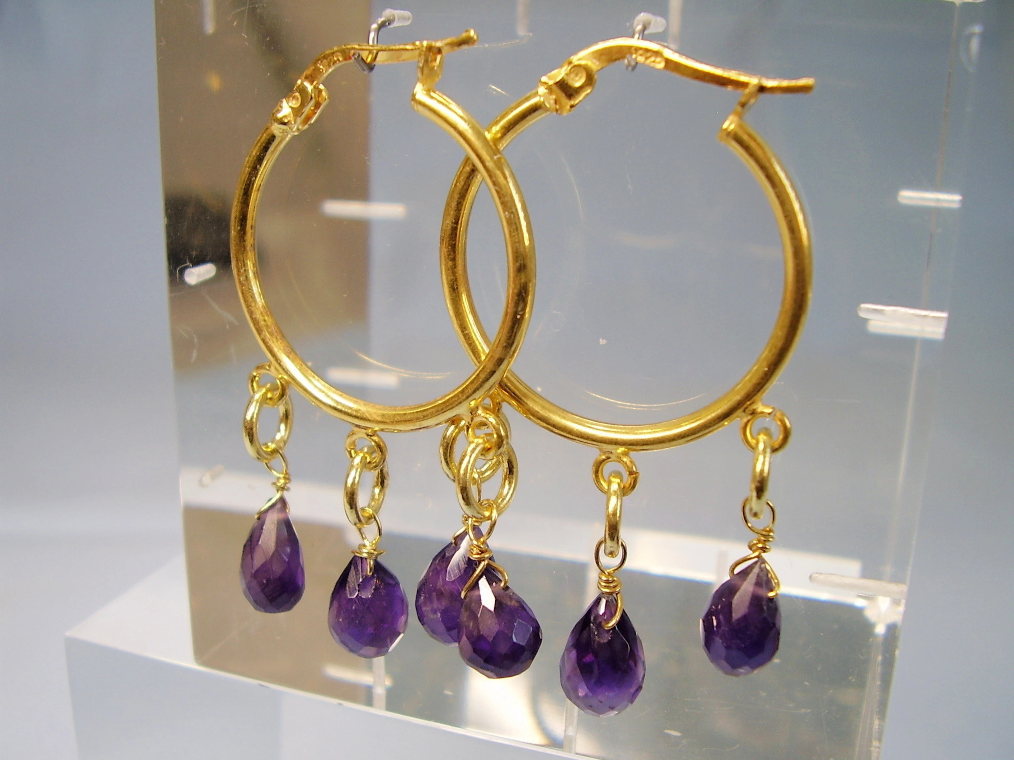 AMETHYST CREOLEN SILBER VERGOLDET.