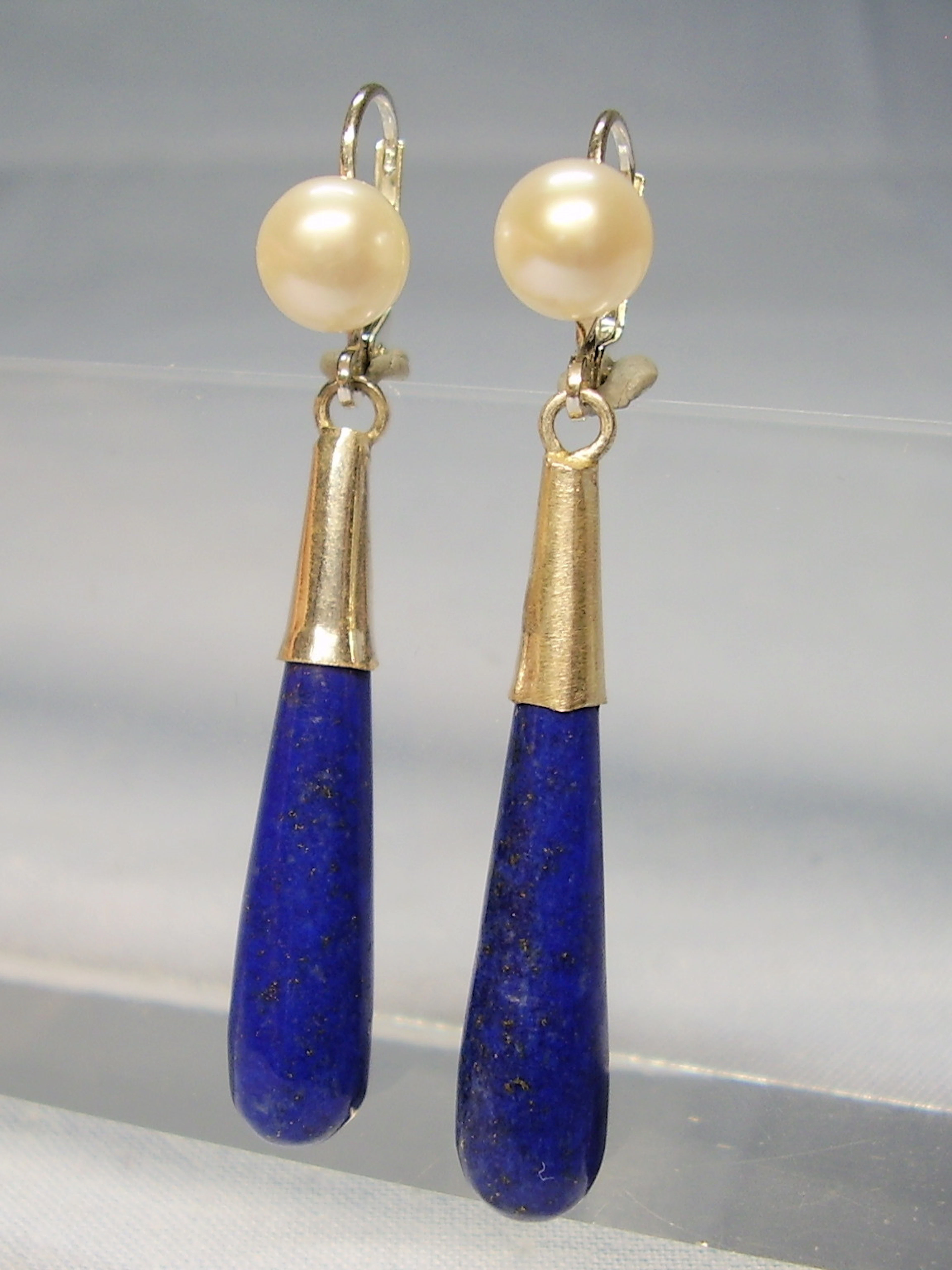 LAPISLAZULI - PERL OHRRINGE SILBER 925.