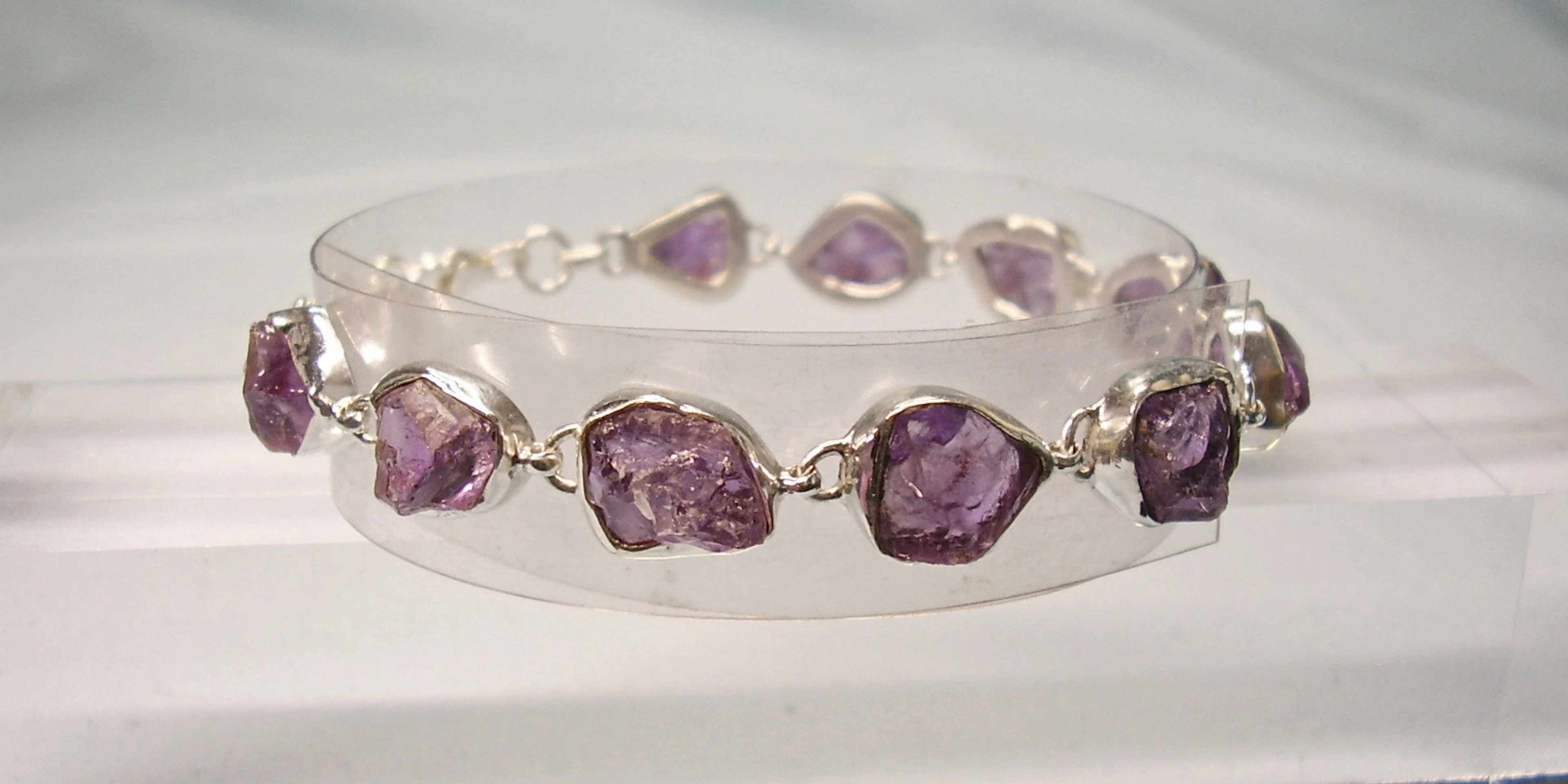 ARMBAND SILBER AMETHYST KRISTALLE UNIKAT selten.