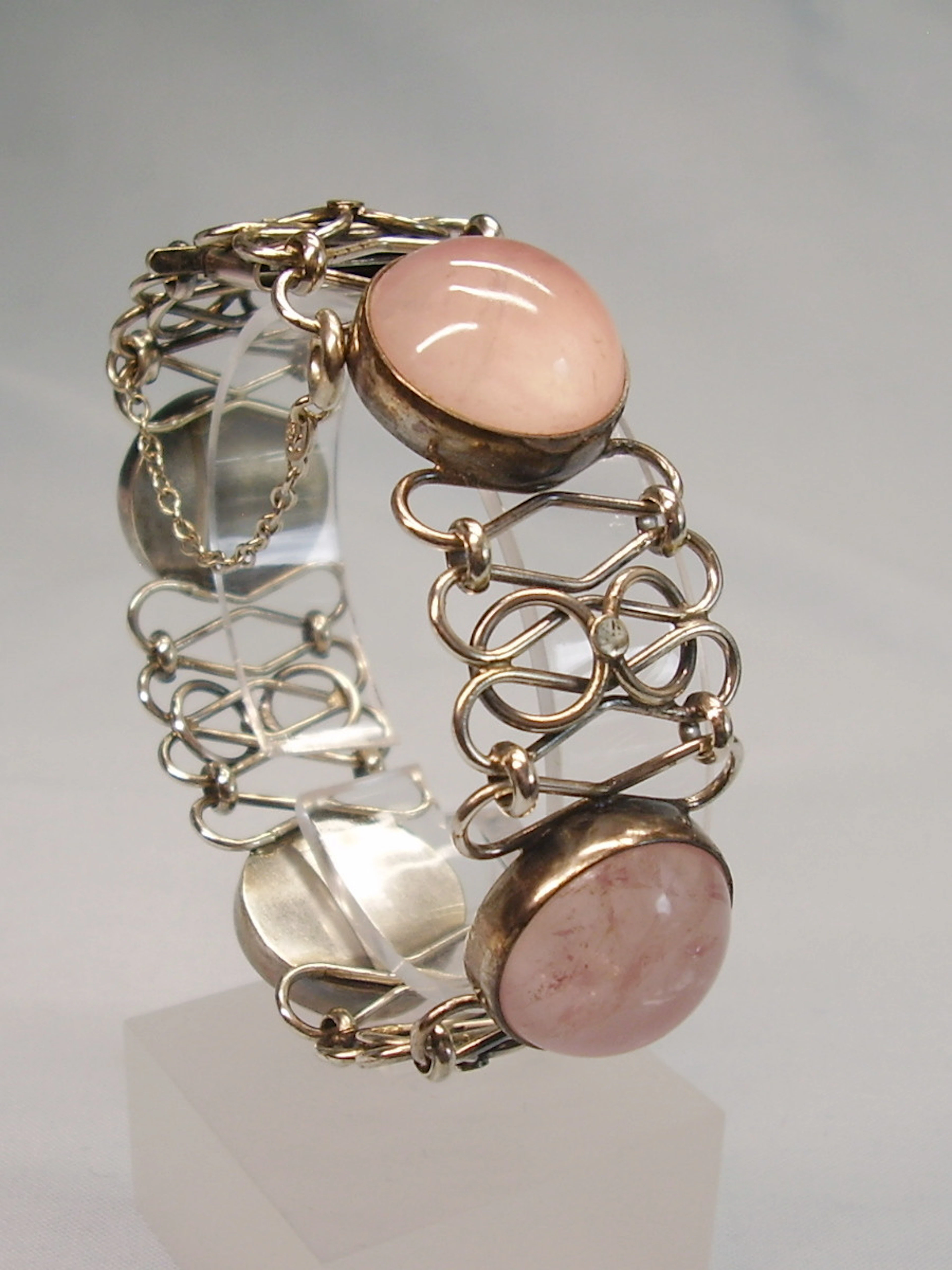 ROSENQUARZ ARMBAND SILBER signiert ADOLF REGELMANN 1939.