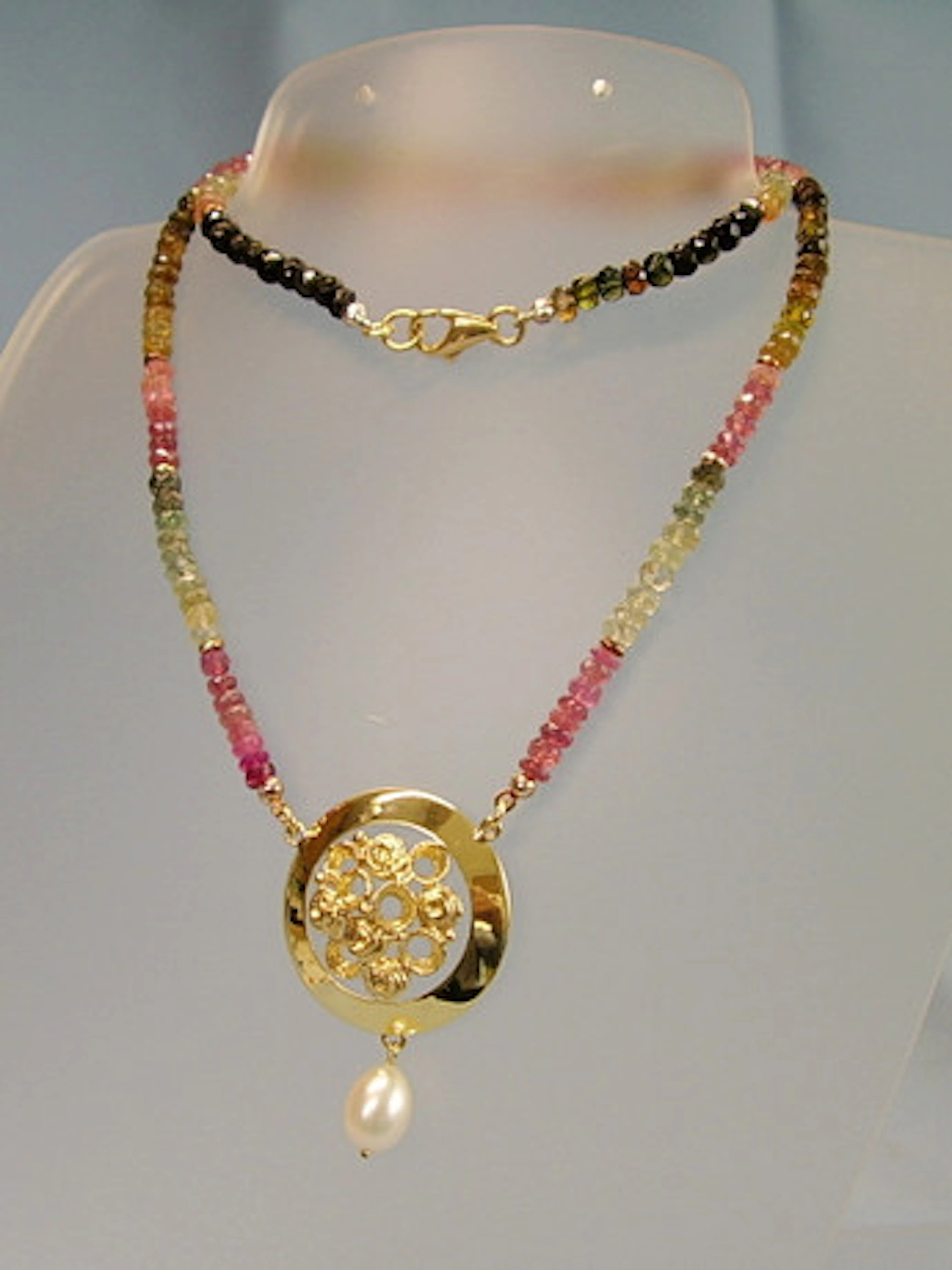 TOURMALINE COLLIER flerfärgad GUL 14 CARAT…