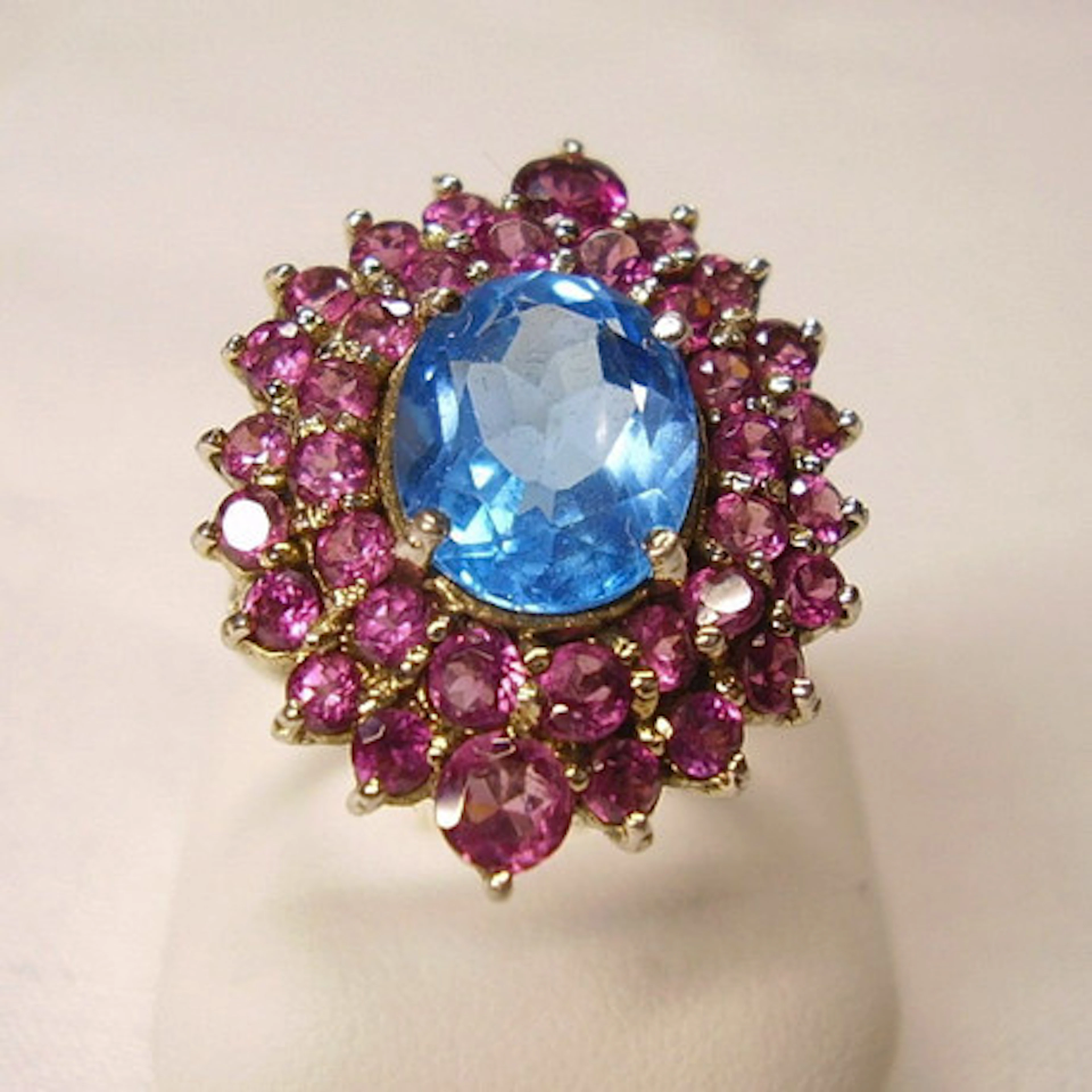 BLÅ TOPAS RHODOLIT COCKTAIL RING SILVER HA…