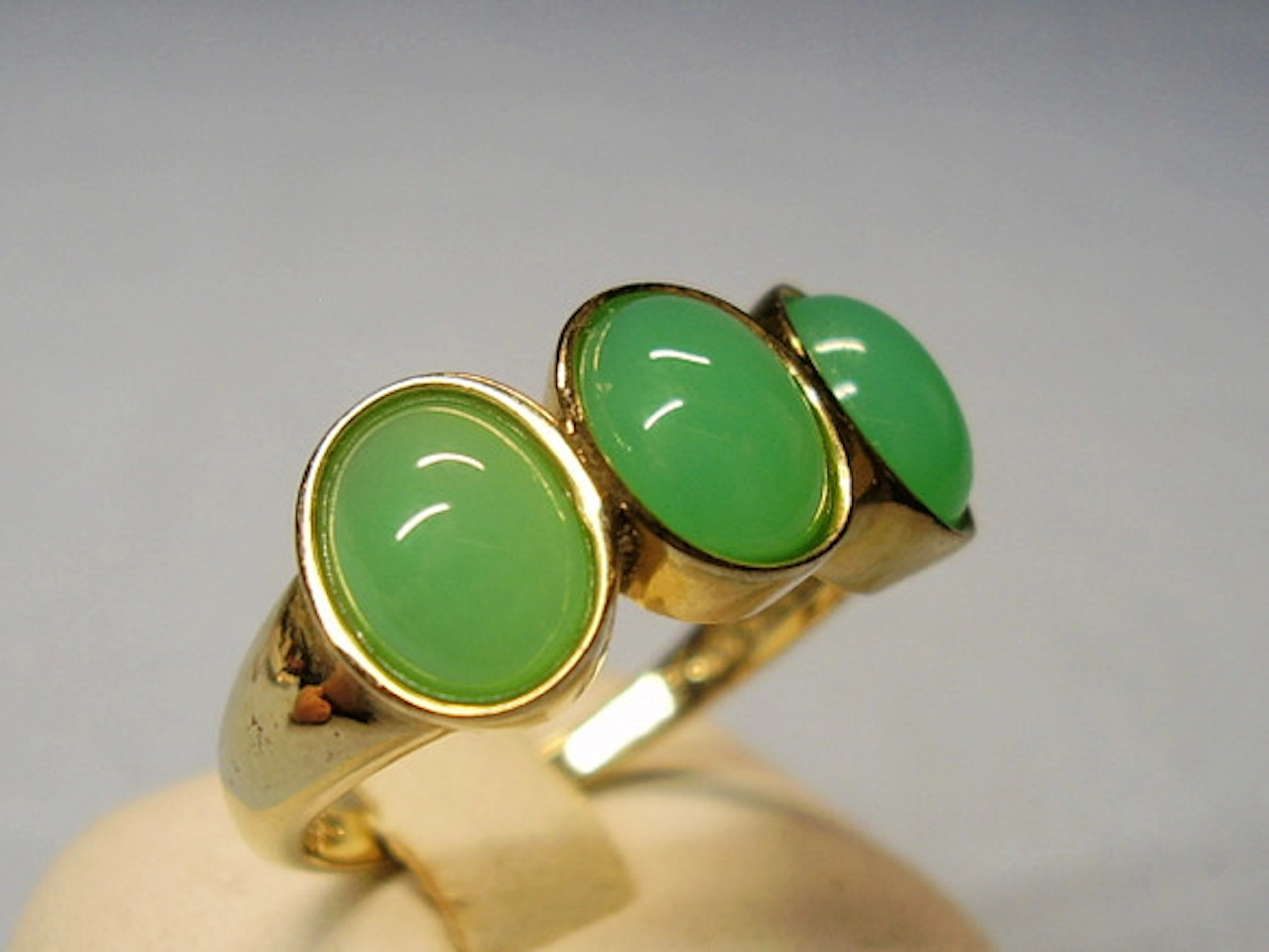 CHRYSOPRAS RING GULT GULD 8 CARAT signerad…