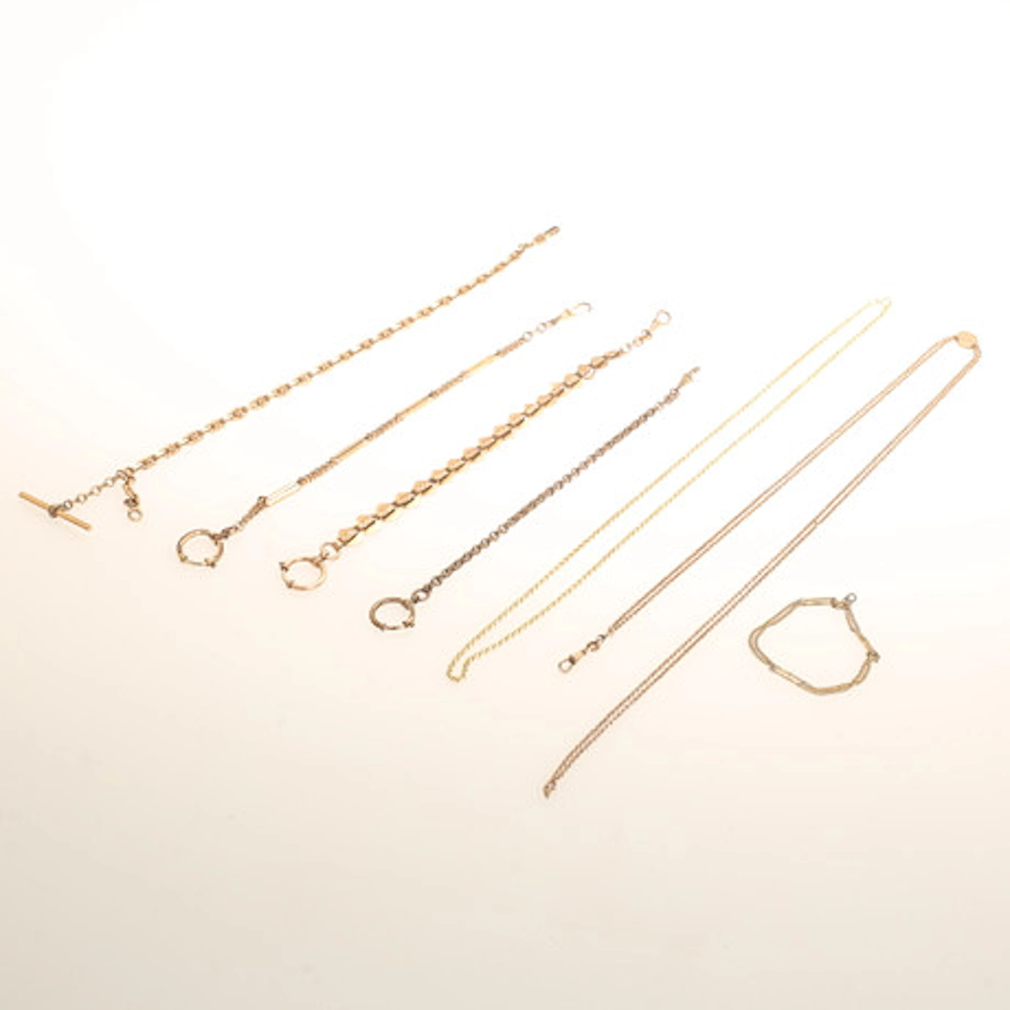 KEDJOR till fickur, 7 stycken.