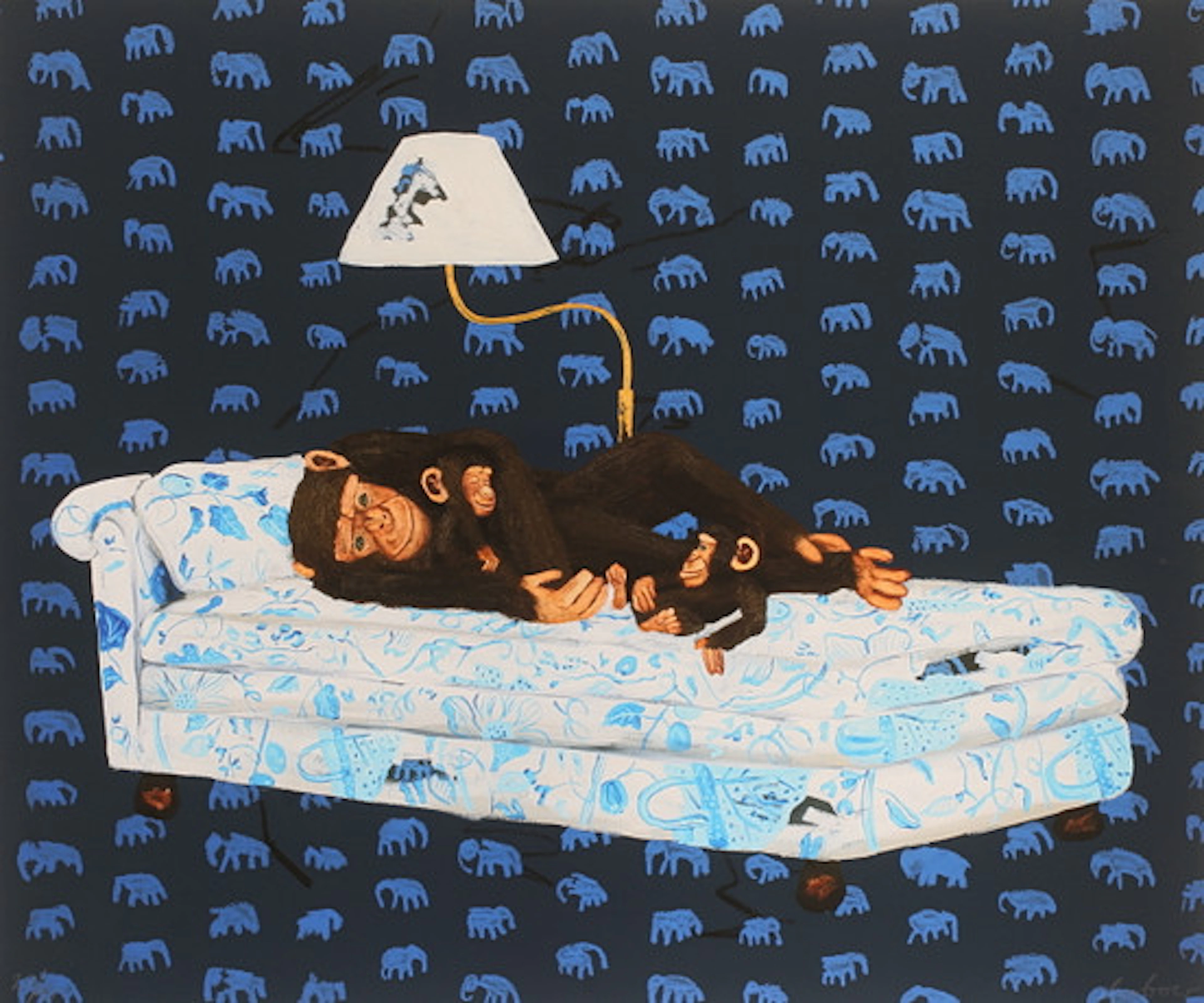 BOBO WALLMANSSON. Färglitografi, "Family r…