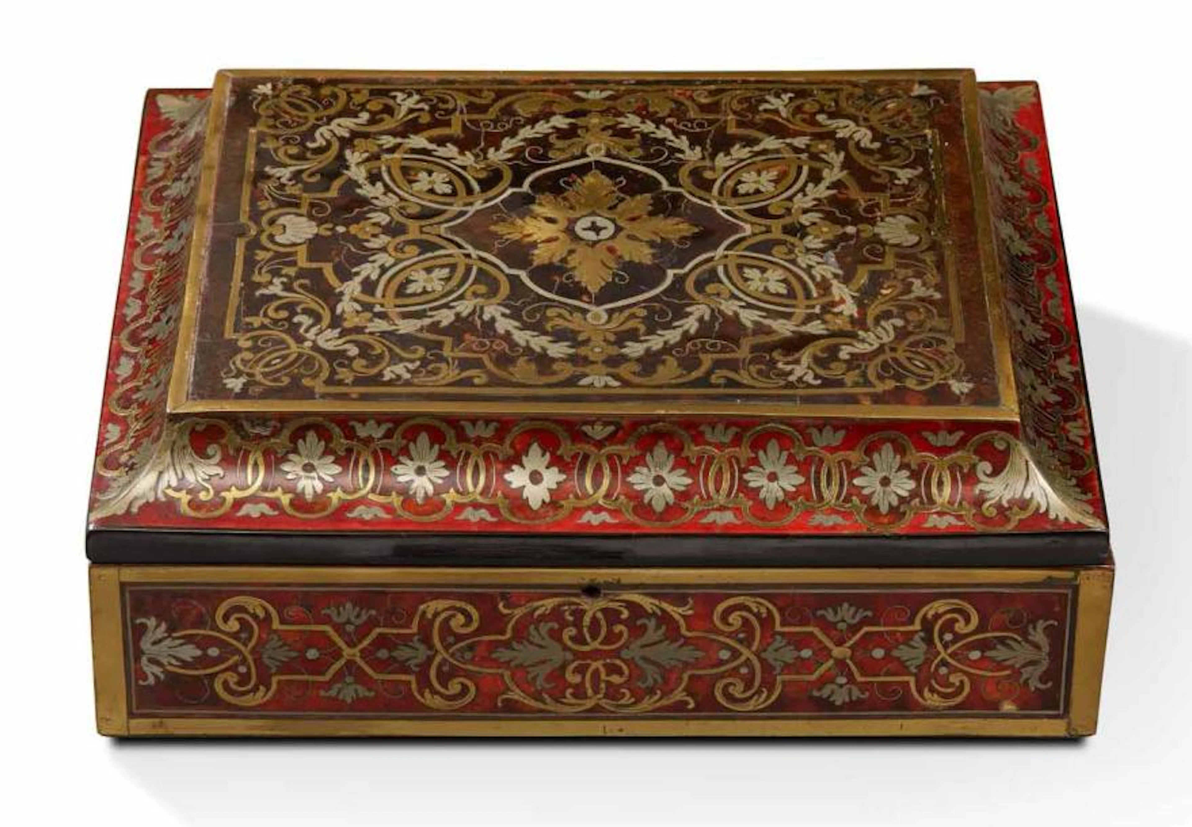 Beau coffret en marqueterie dite «Boulle»…