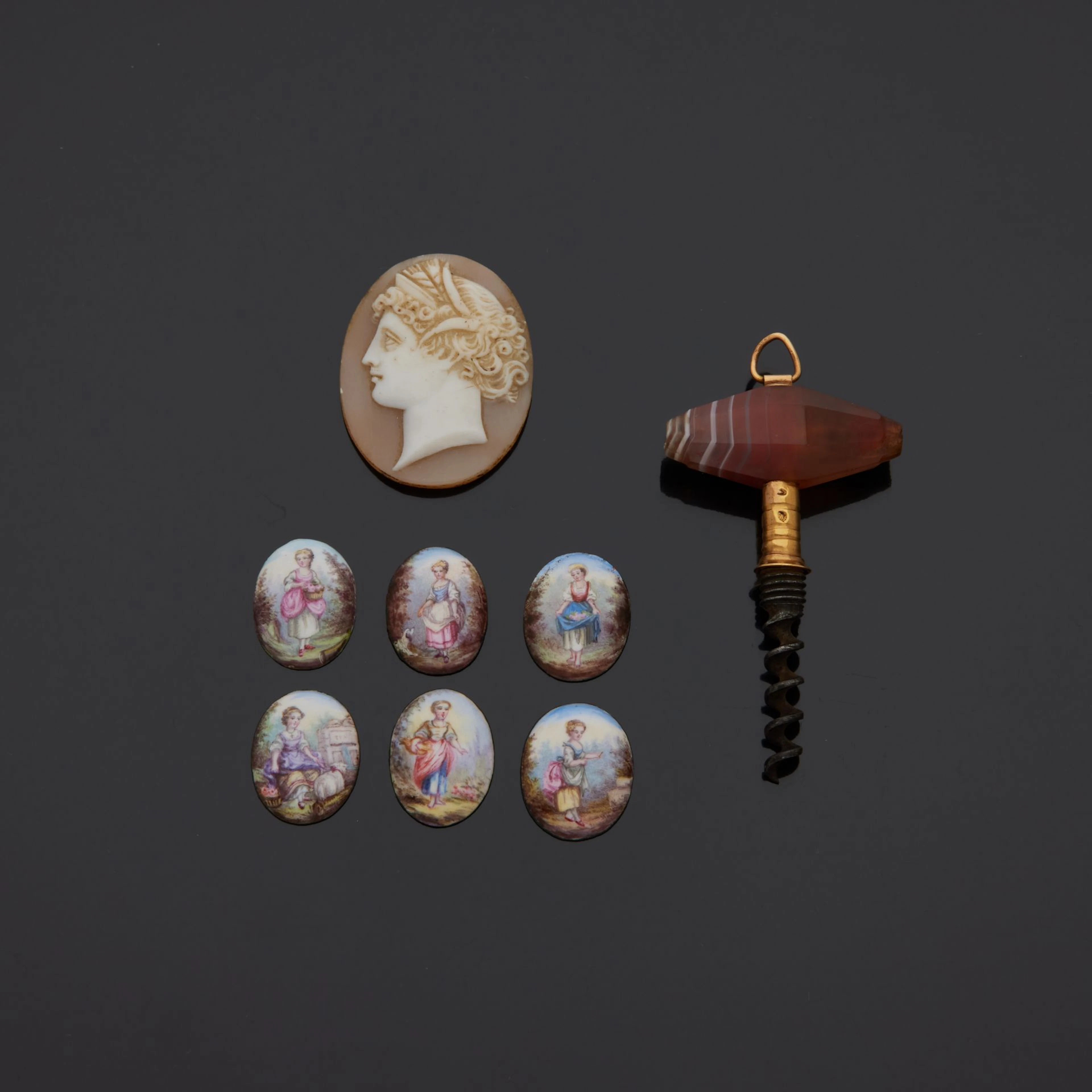 Ensemble de 6 peintures miniatures sur émail... - Lot 224 - Delon - Hoebanx