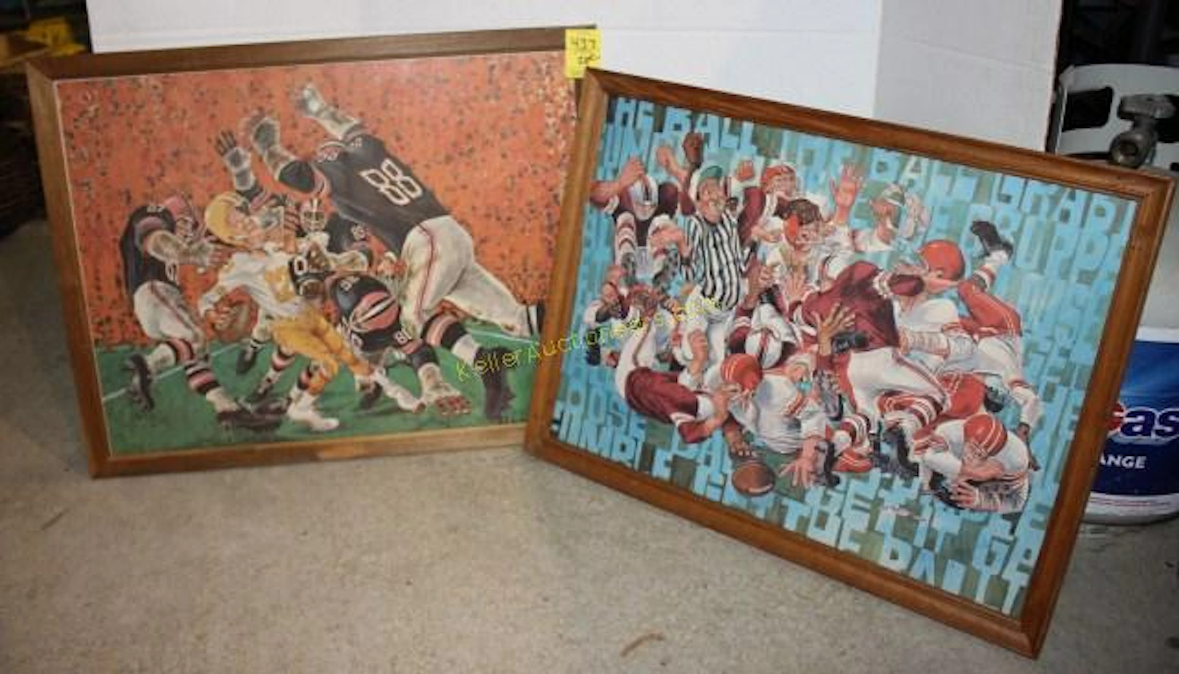 Two Retro Football Framed Prints