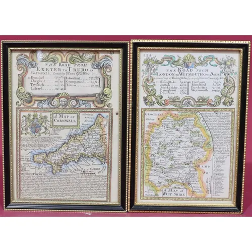 2 18th Century small hand coloured maps, 