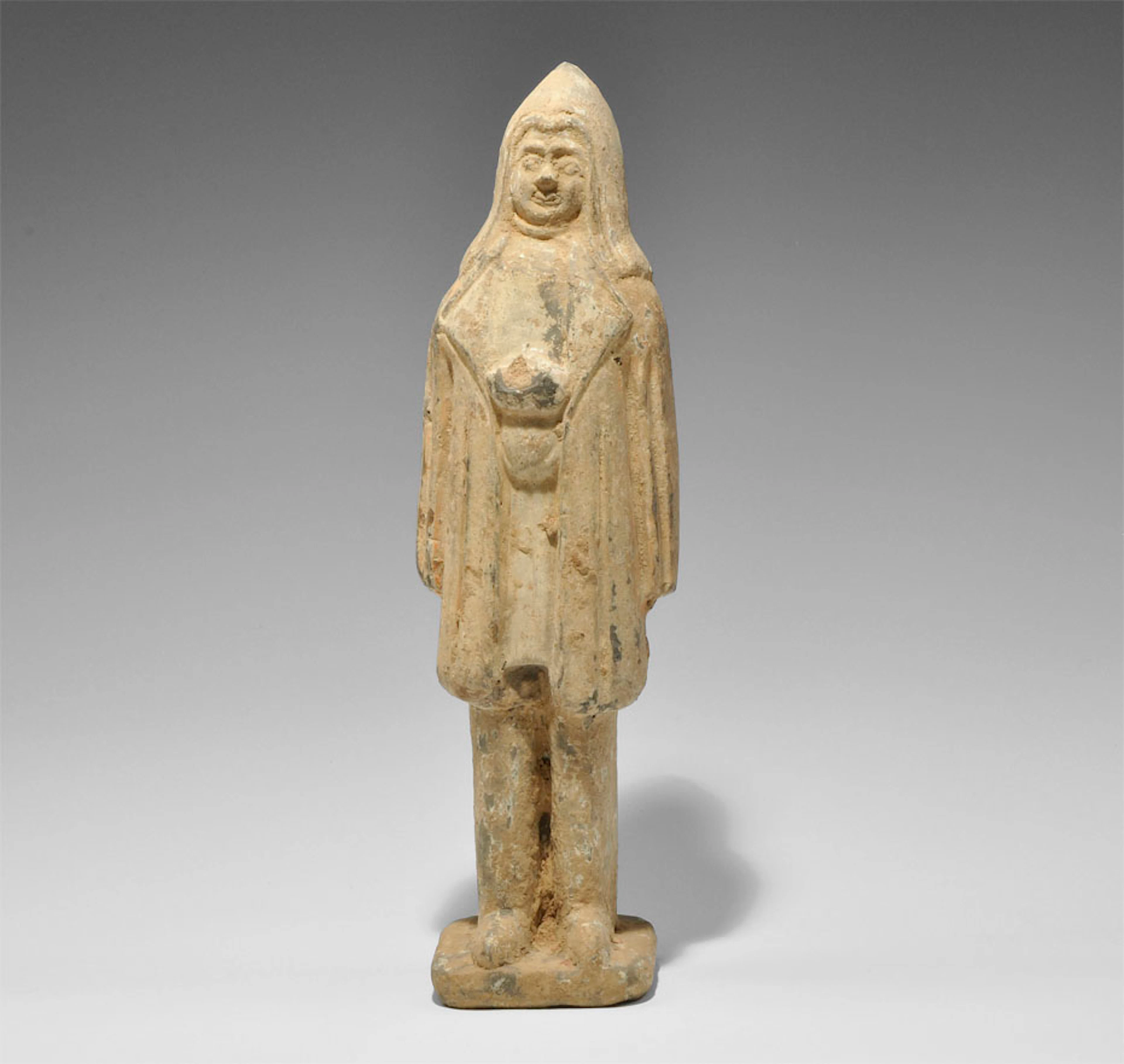 Chinese Terracotta Wei Dynasty Flat-Backed Warrior Figurine