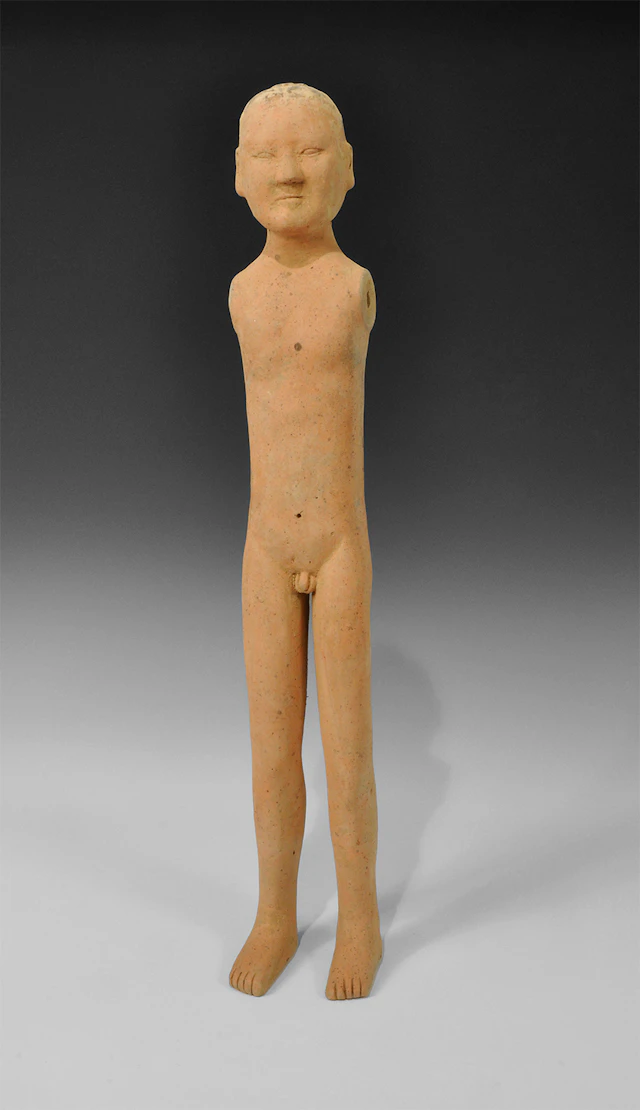 Chinese Painted Attendant Figurine