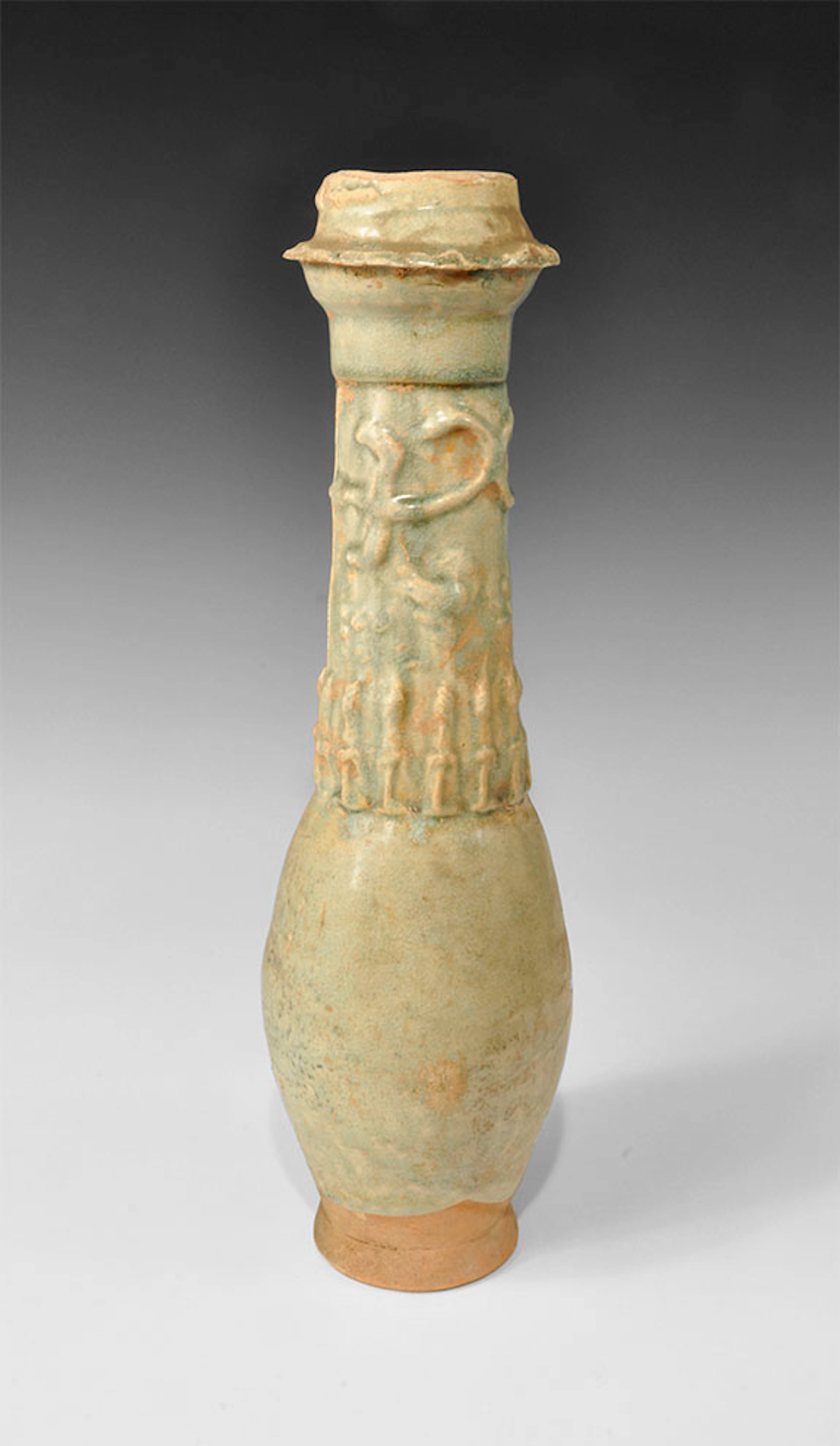 Chinese Earthenware Cream-Glazed Granary Jar