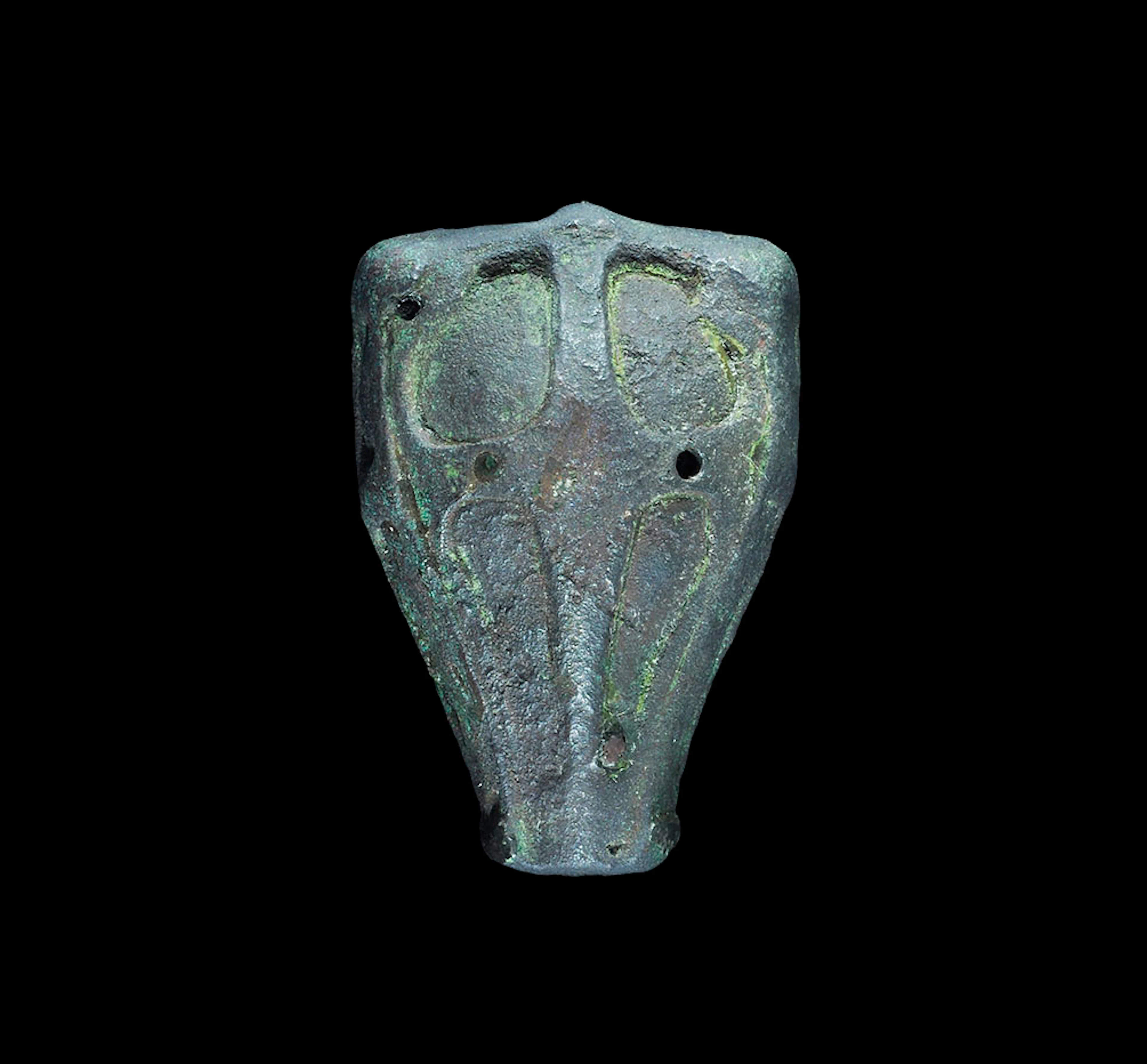 Viking Bronze Boar Head Brooch with Cross
