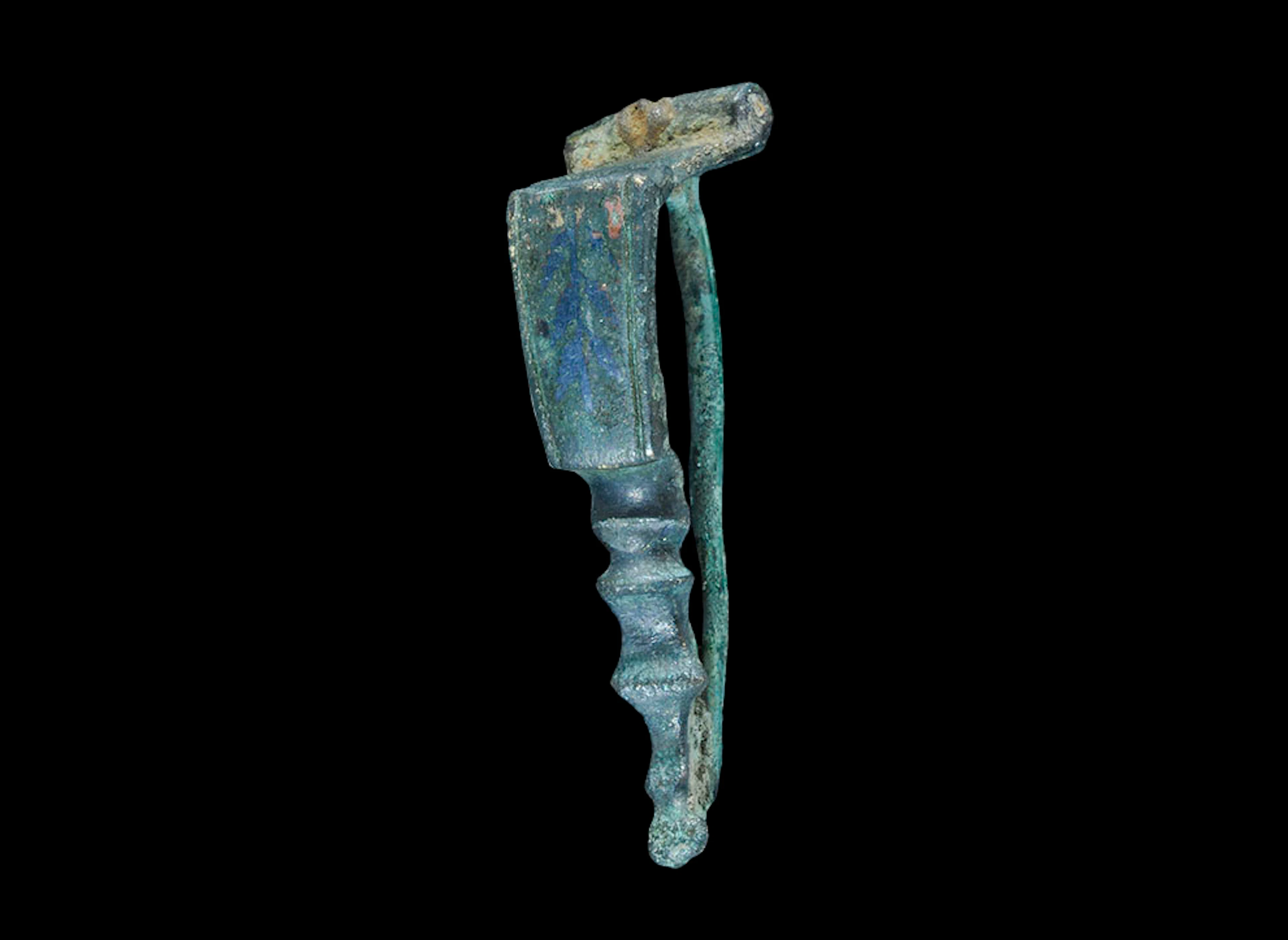 Roman Bronze Silver-Inlaid Bow Brooch
