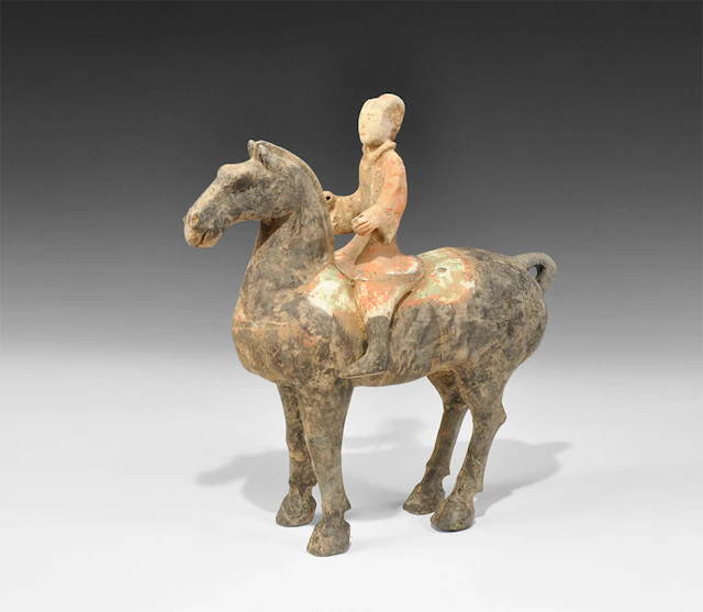 Chinese Ceramic Horse and Rider Figurine