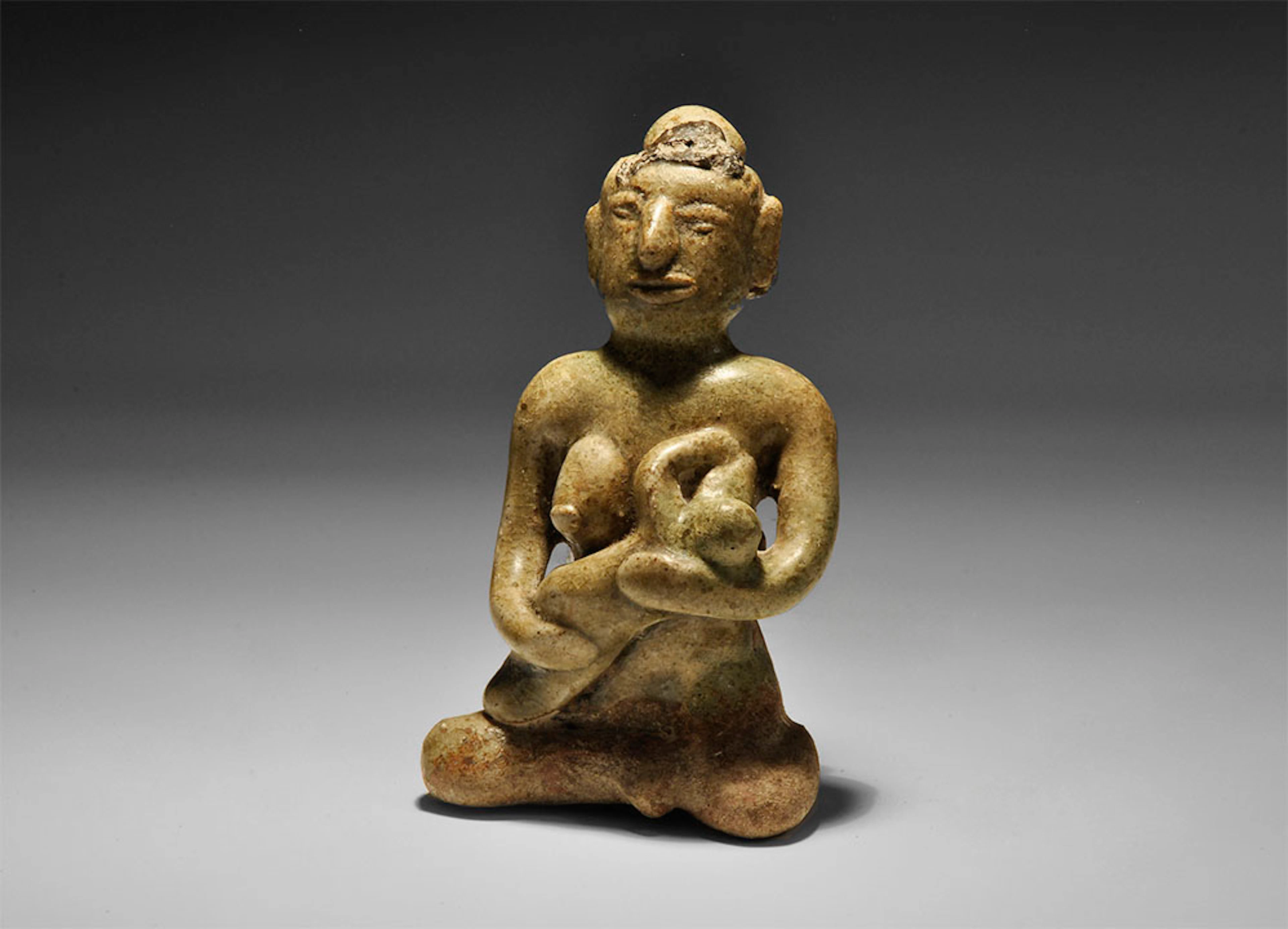 Thai Stoneware Mother & Baby Tukatha Figurine