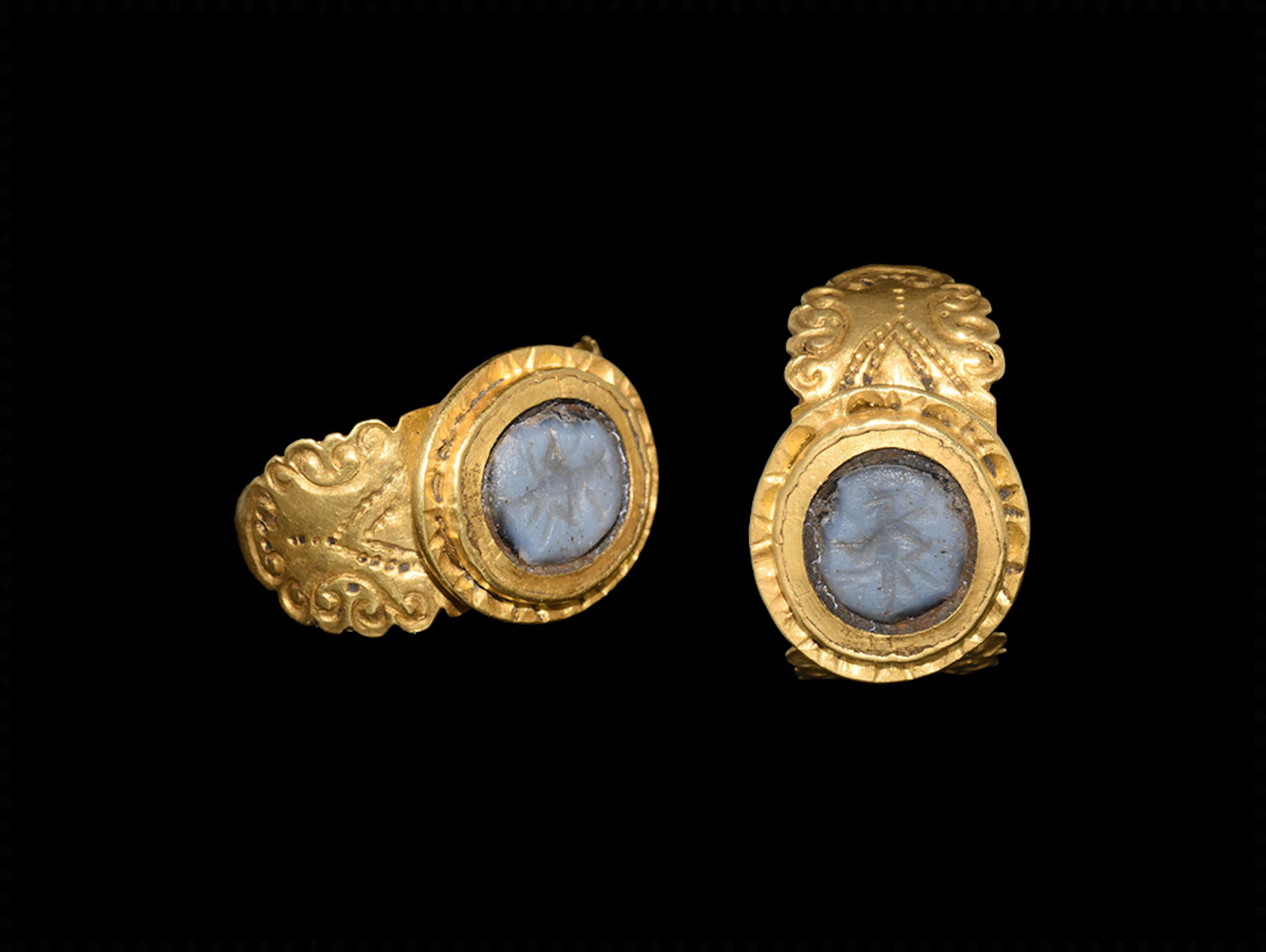 Roman Gold Ring with Mercury Intaglio
