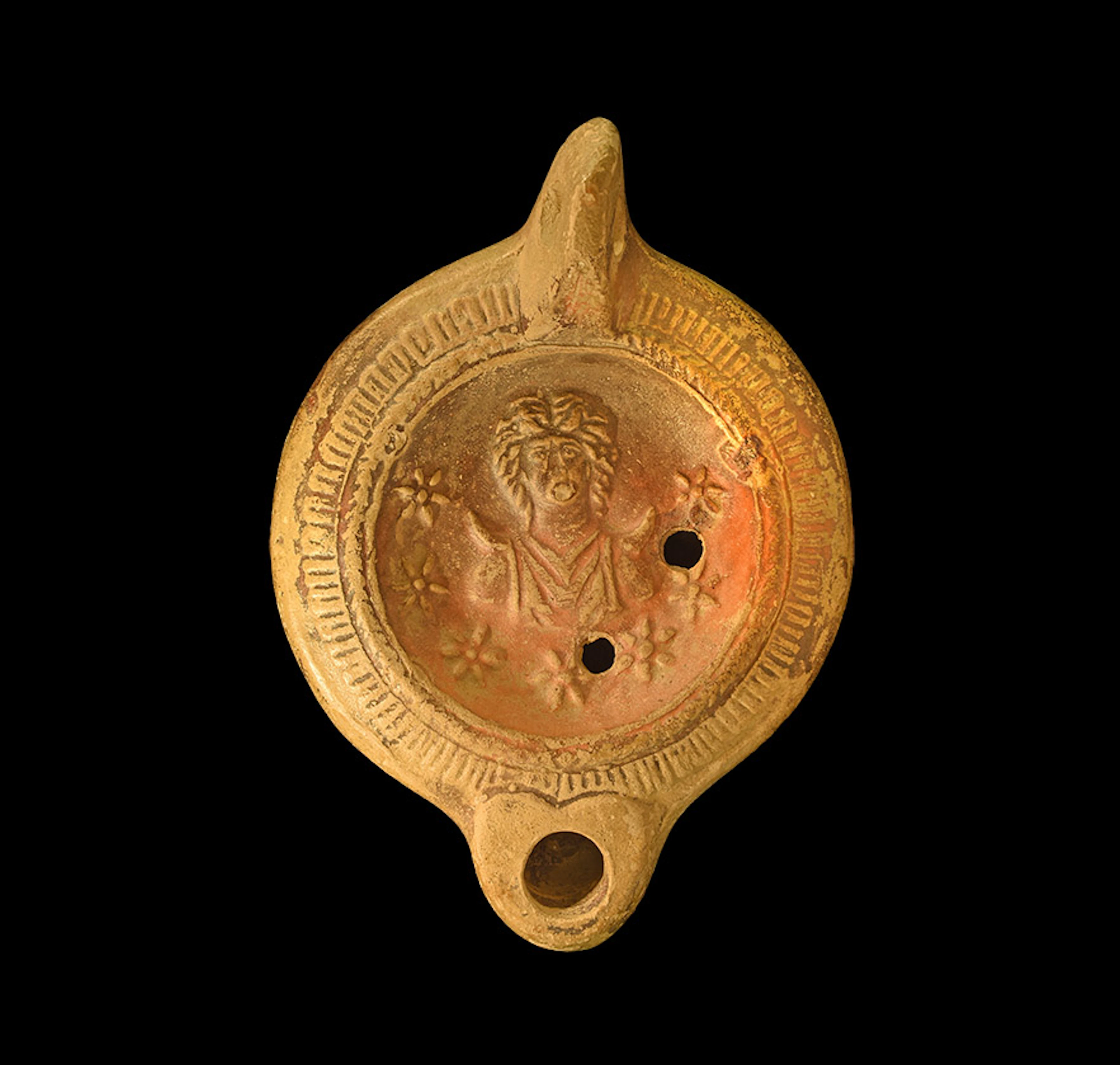 Roman Oil Lamp with Luna and Seven Pleiades