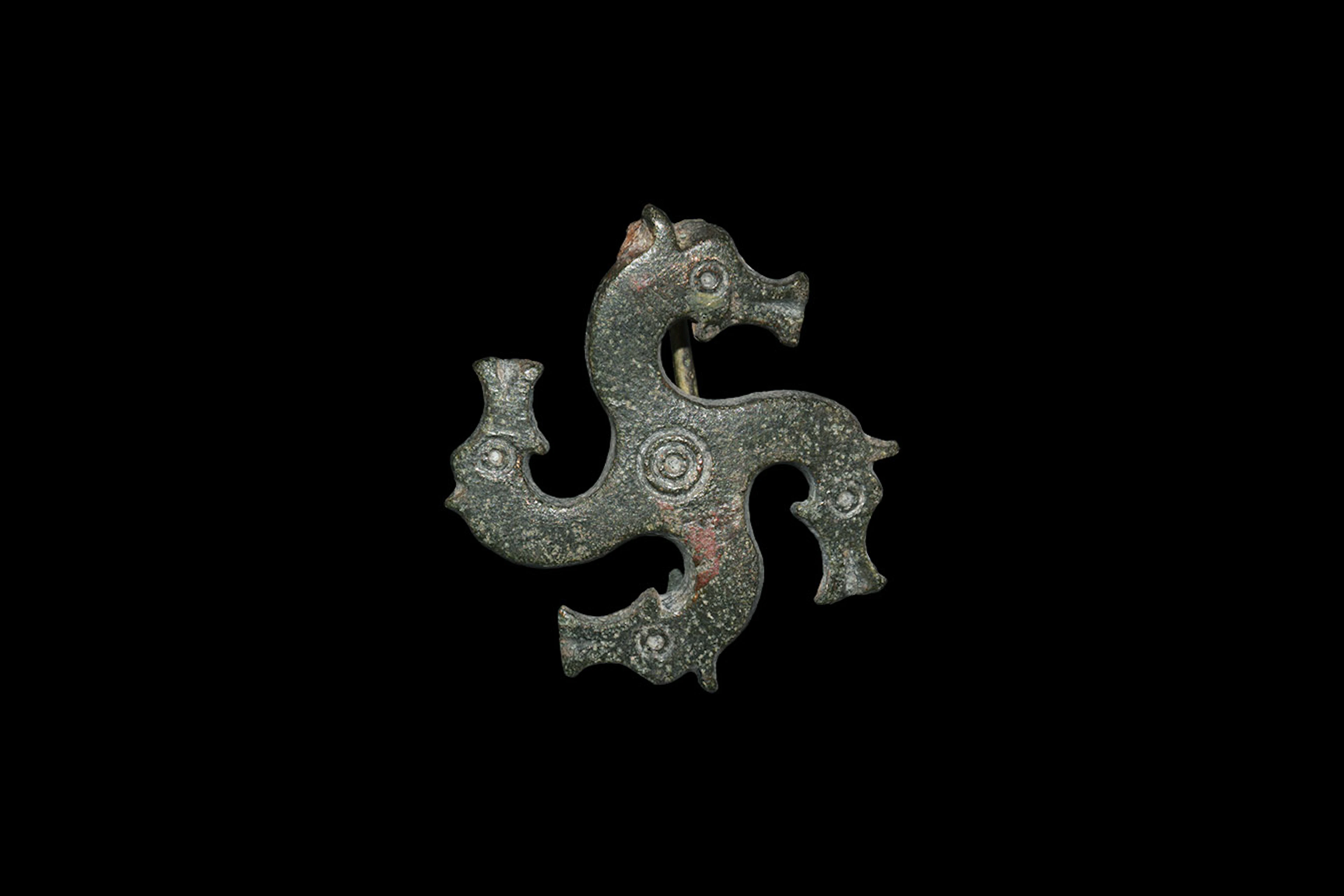 Roman Horse Heads Plate Brooch