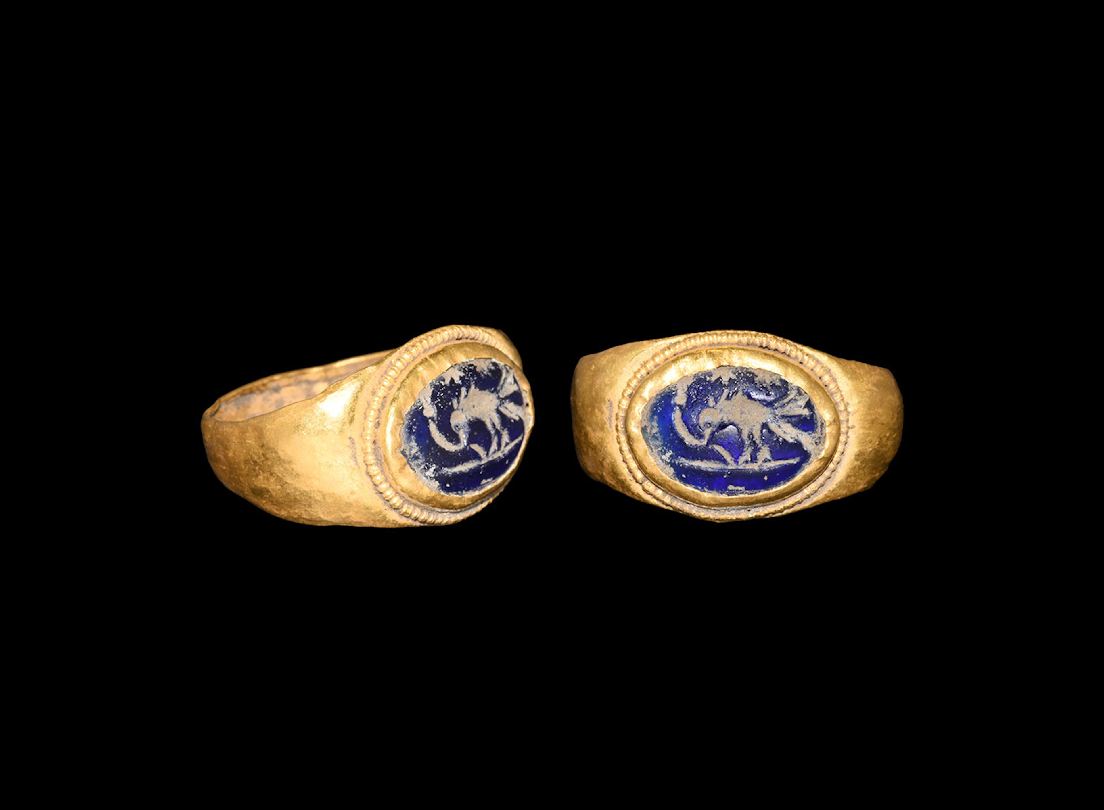 Roman Gold Ring with Bird Intaglio