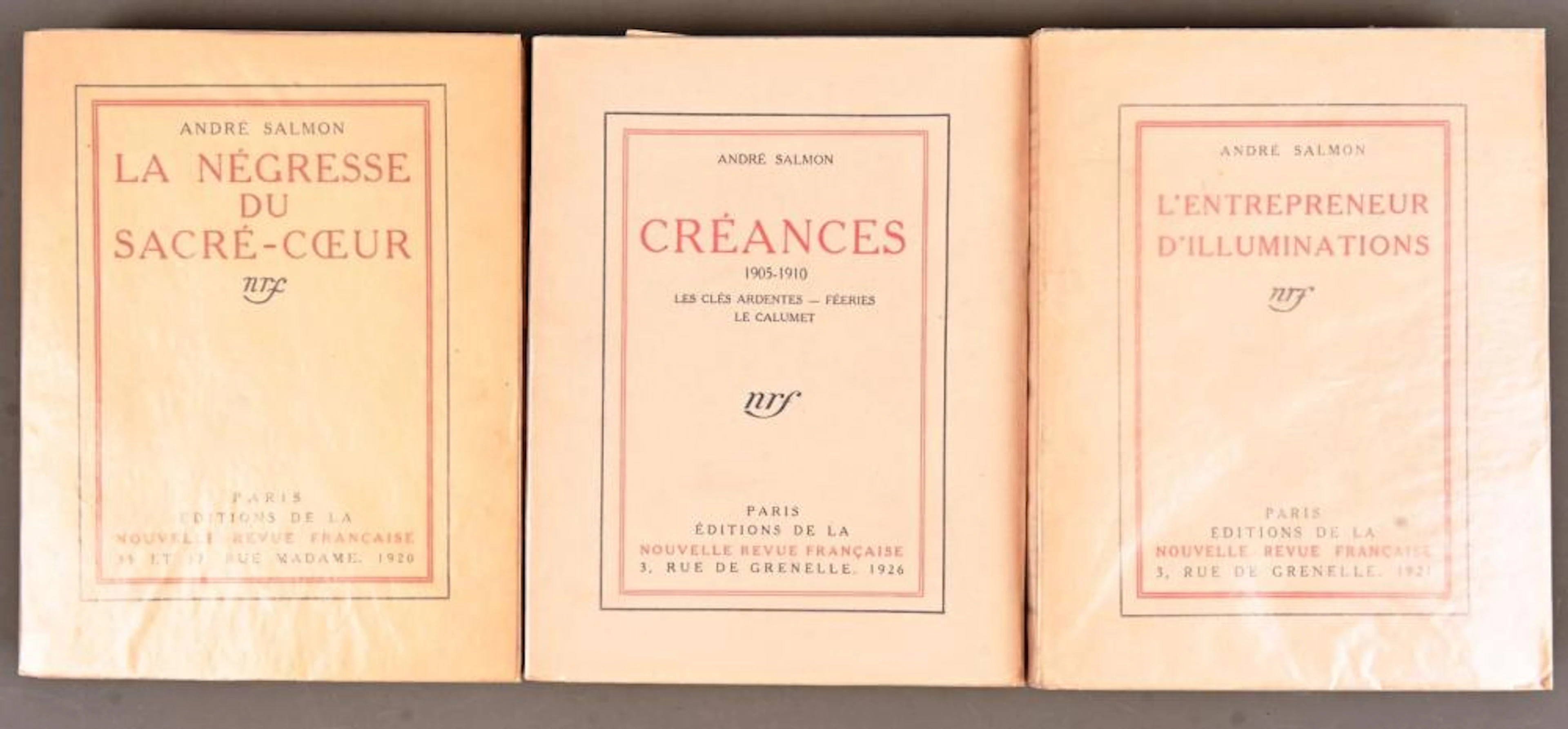 SALMON André SALMON André Réunion de 3 oeuvres en édition originale sur g