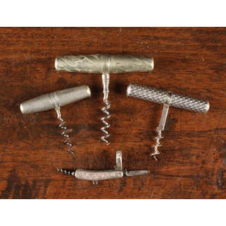 Three Roundlet Corkscrews and a miniature silver...