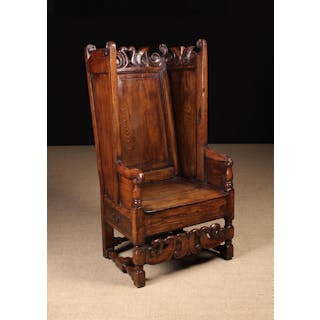 A Rare Late 17th Century Joined Elm Lambing Chair