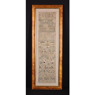 A Lovely 17th Century English Band Sampler by Mary Harding dated 1660